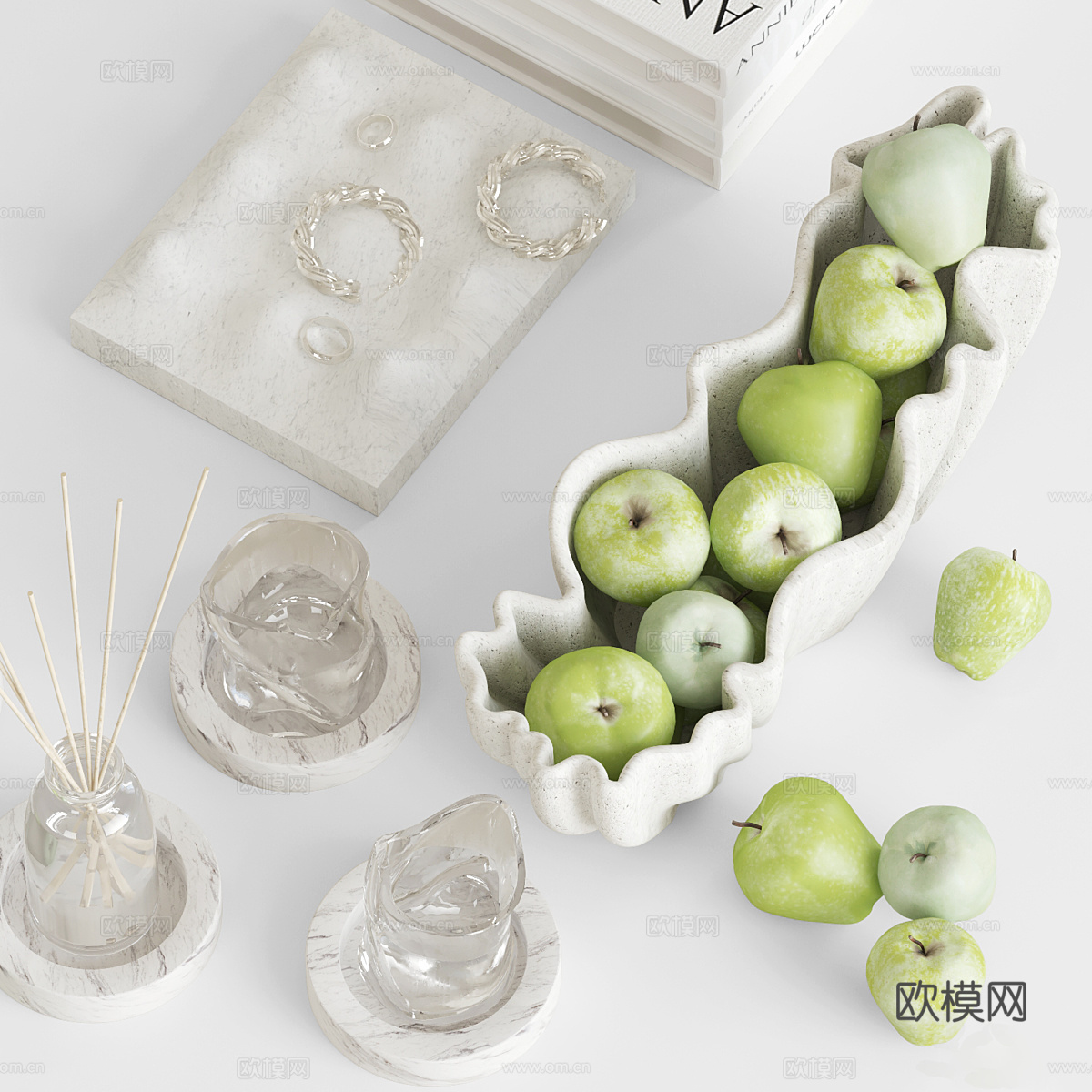 现代咖啡桌装饰套装3d模型