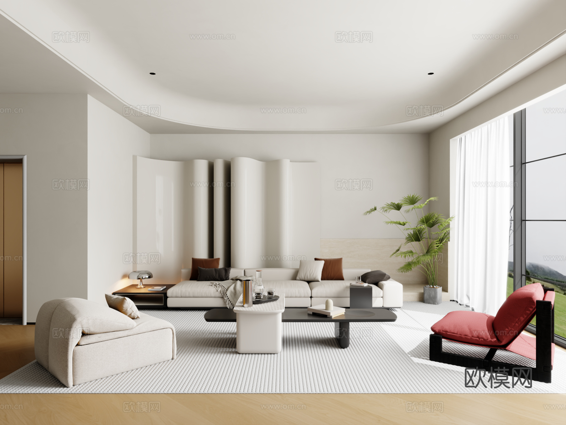 现代沙发组合 茶几 地毯3d模型