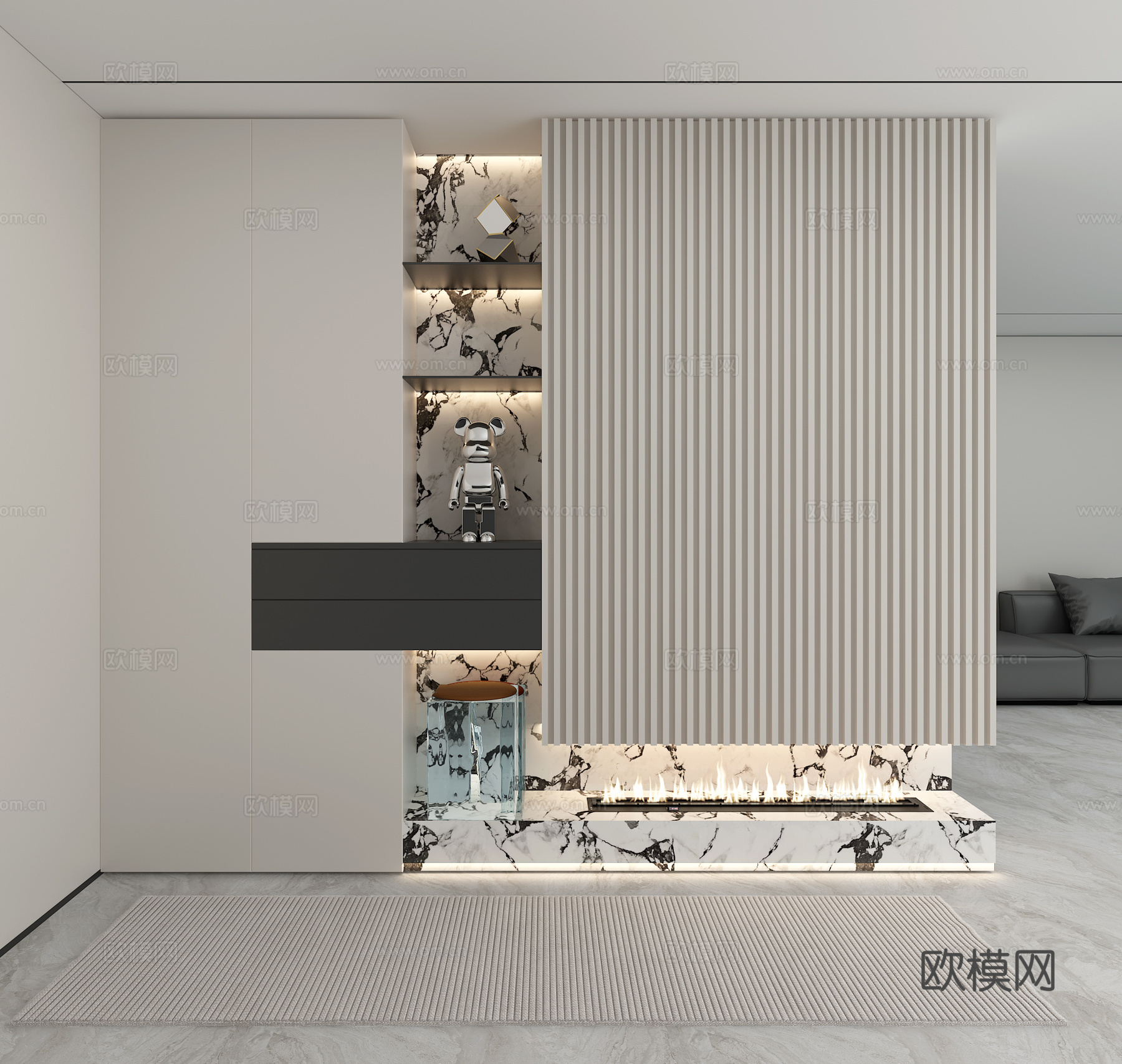 现代玄关 玄关装饰柜 玄关造型3d模型