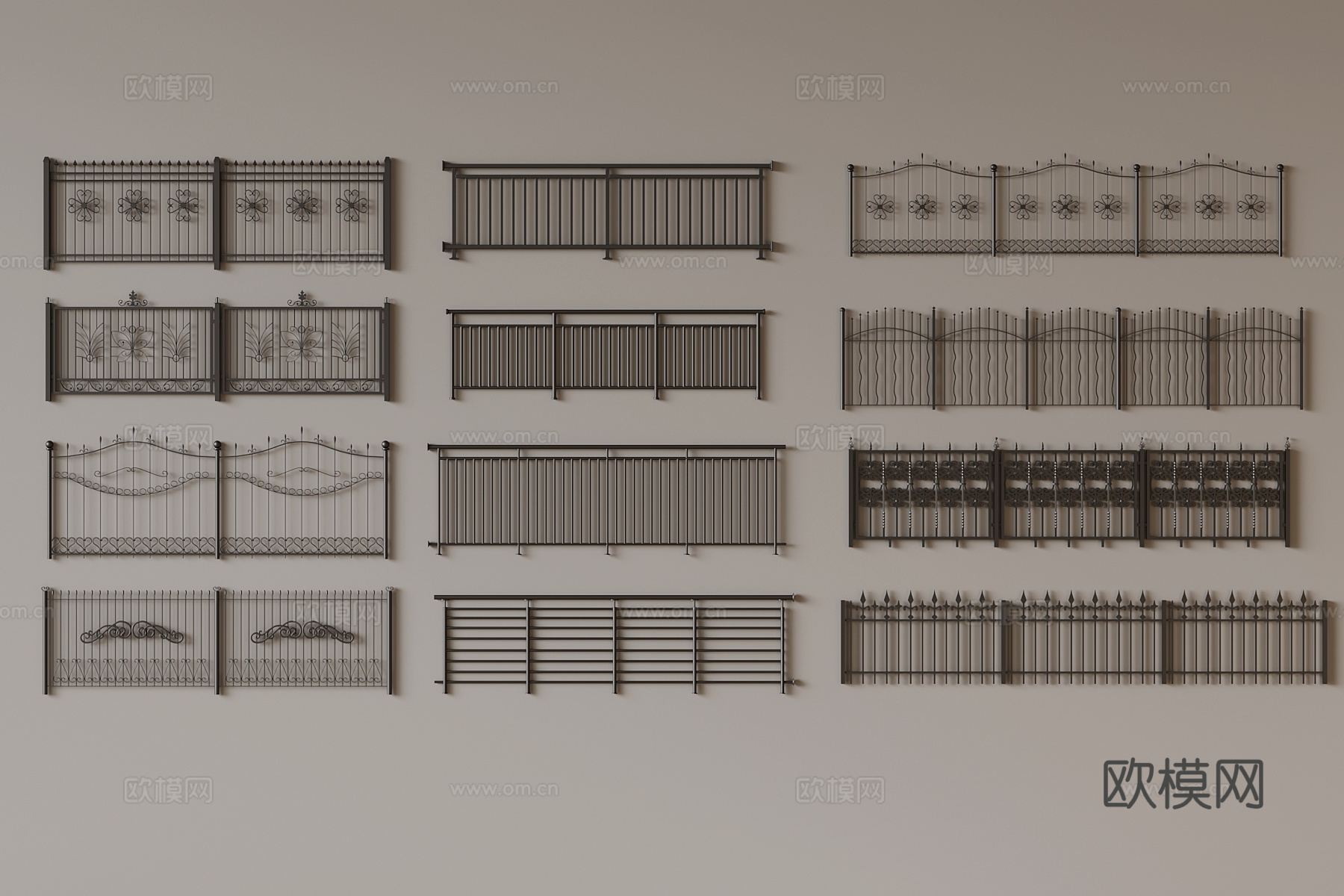 栏杆 现代栏杆组合 艺术栏杆3d模型