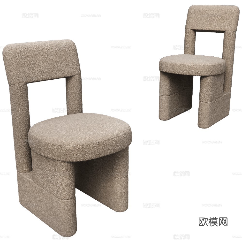 WOO 极简单椅 布艺单椅 餐椅 休闲椅 羊羔绒单椅3d模型