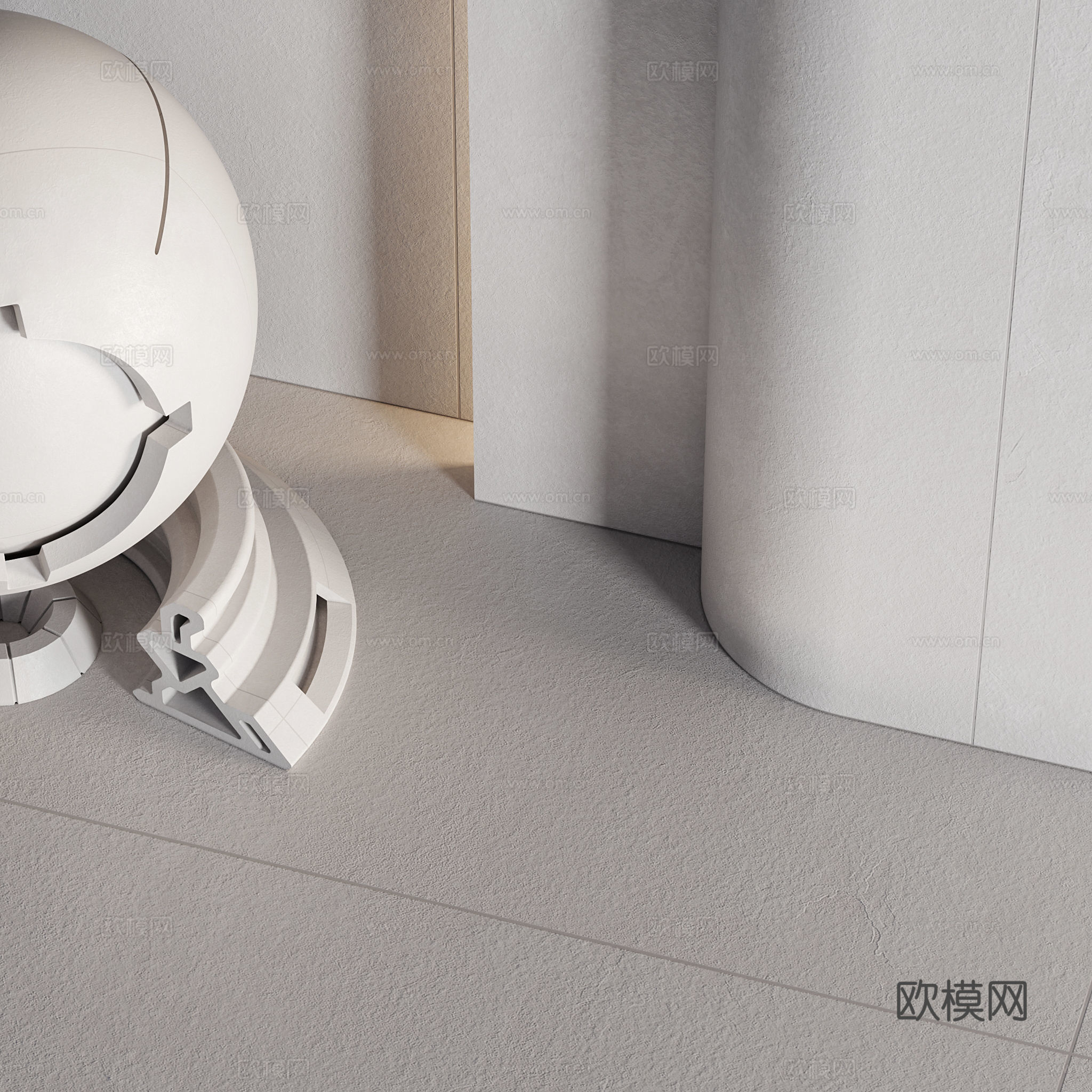 新中式白色粗糙瓷砖3d模型