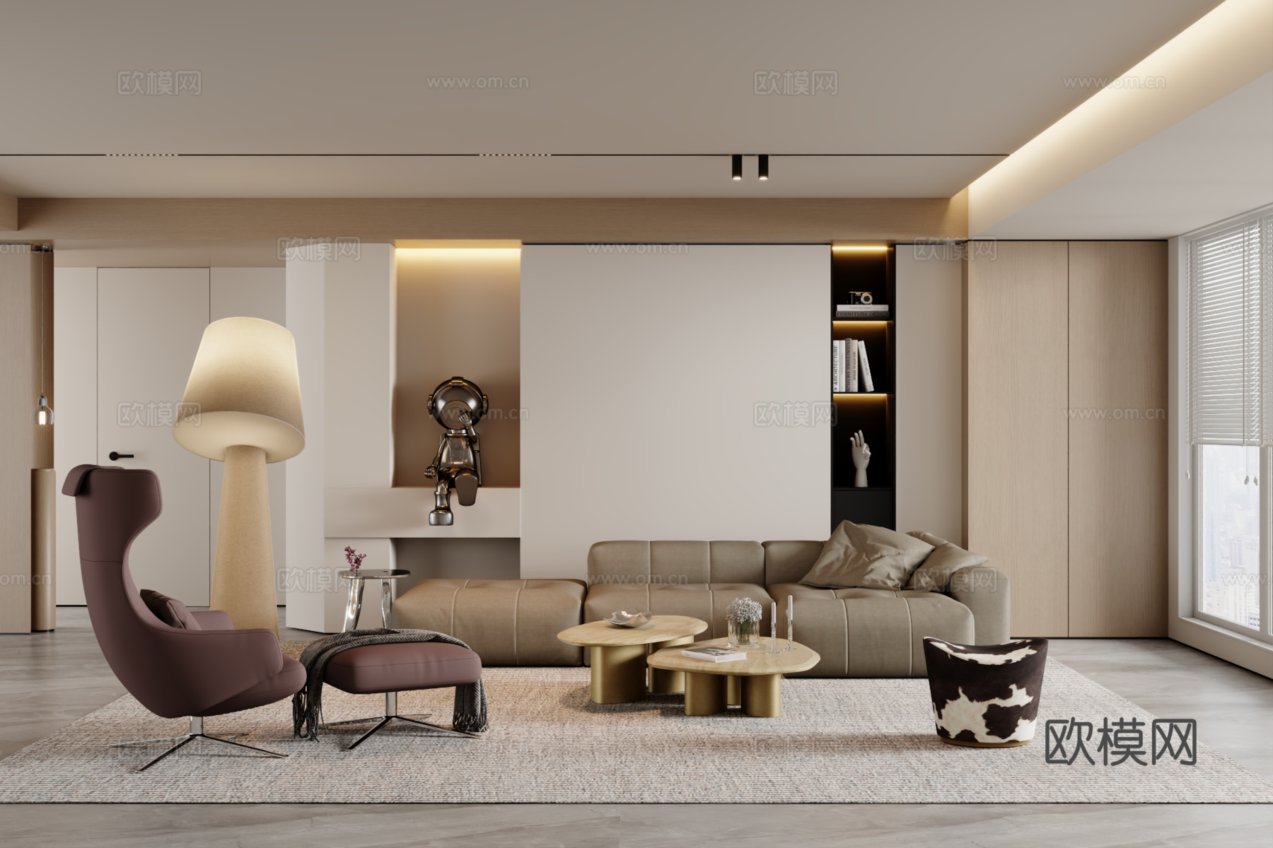 现代沙发组合 茶几 地毯3d模型