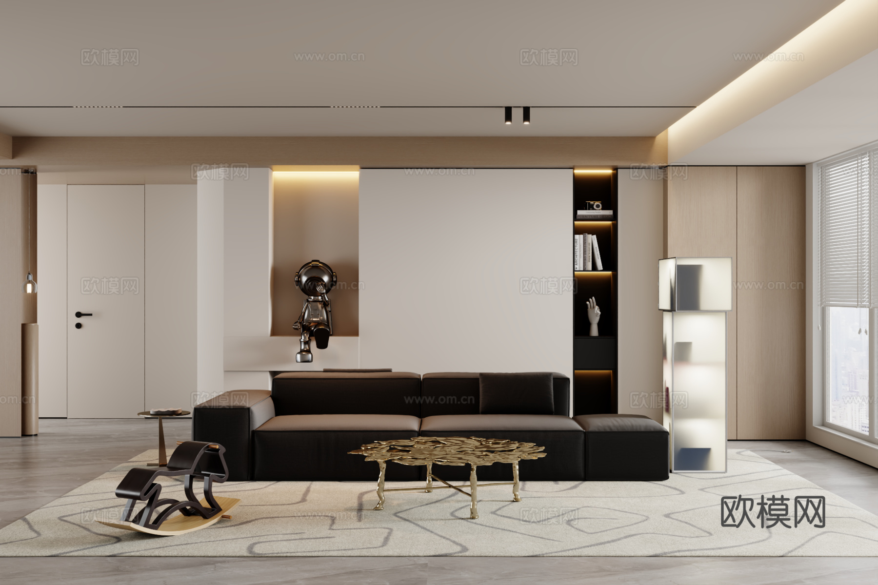 现代沙发组合 茶几 地毯3d模型