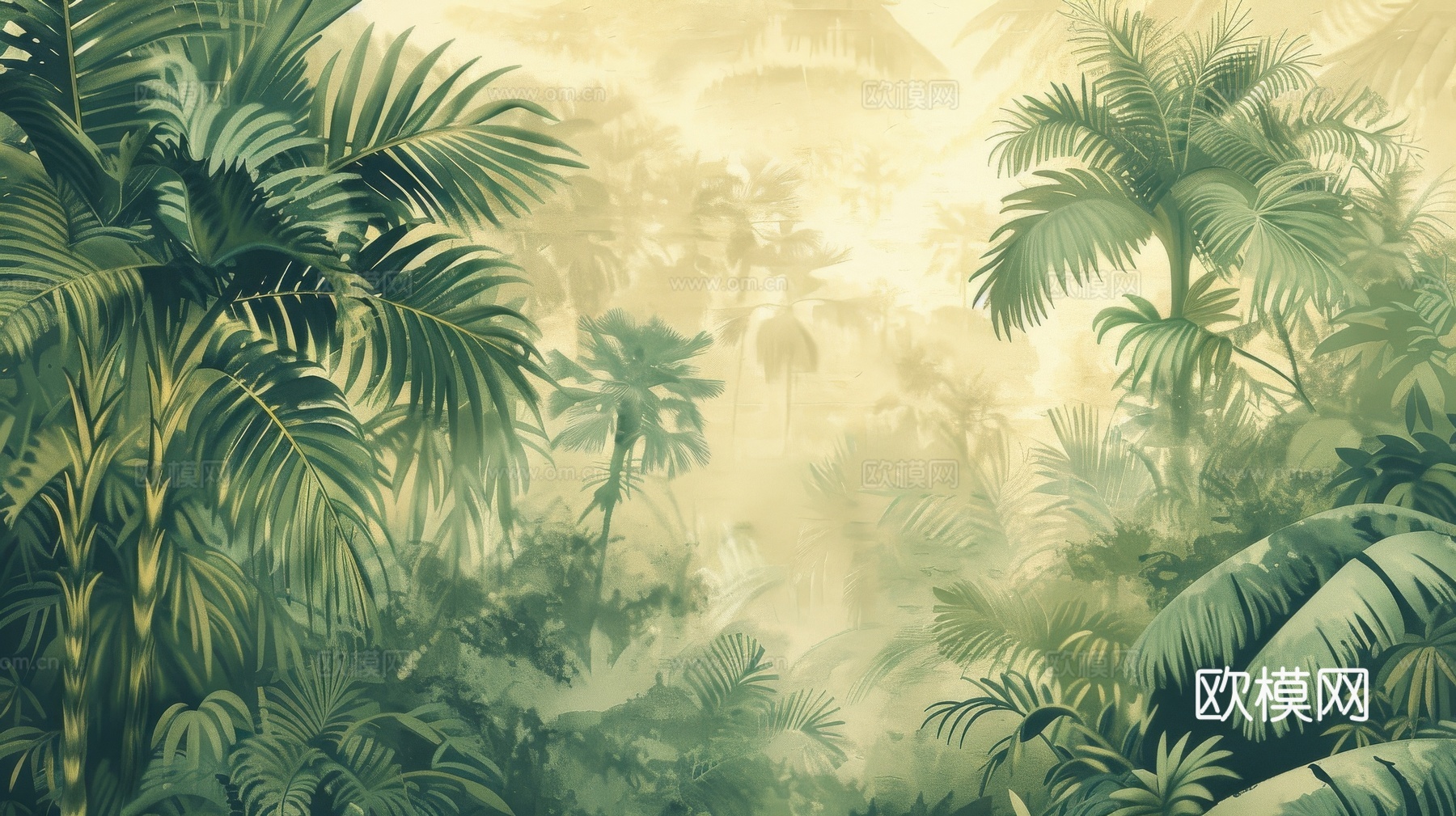 欧式田园热带雨林壁纸下载（渲染图1）