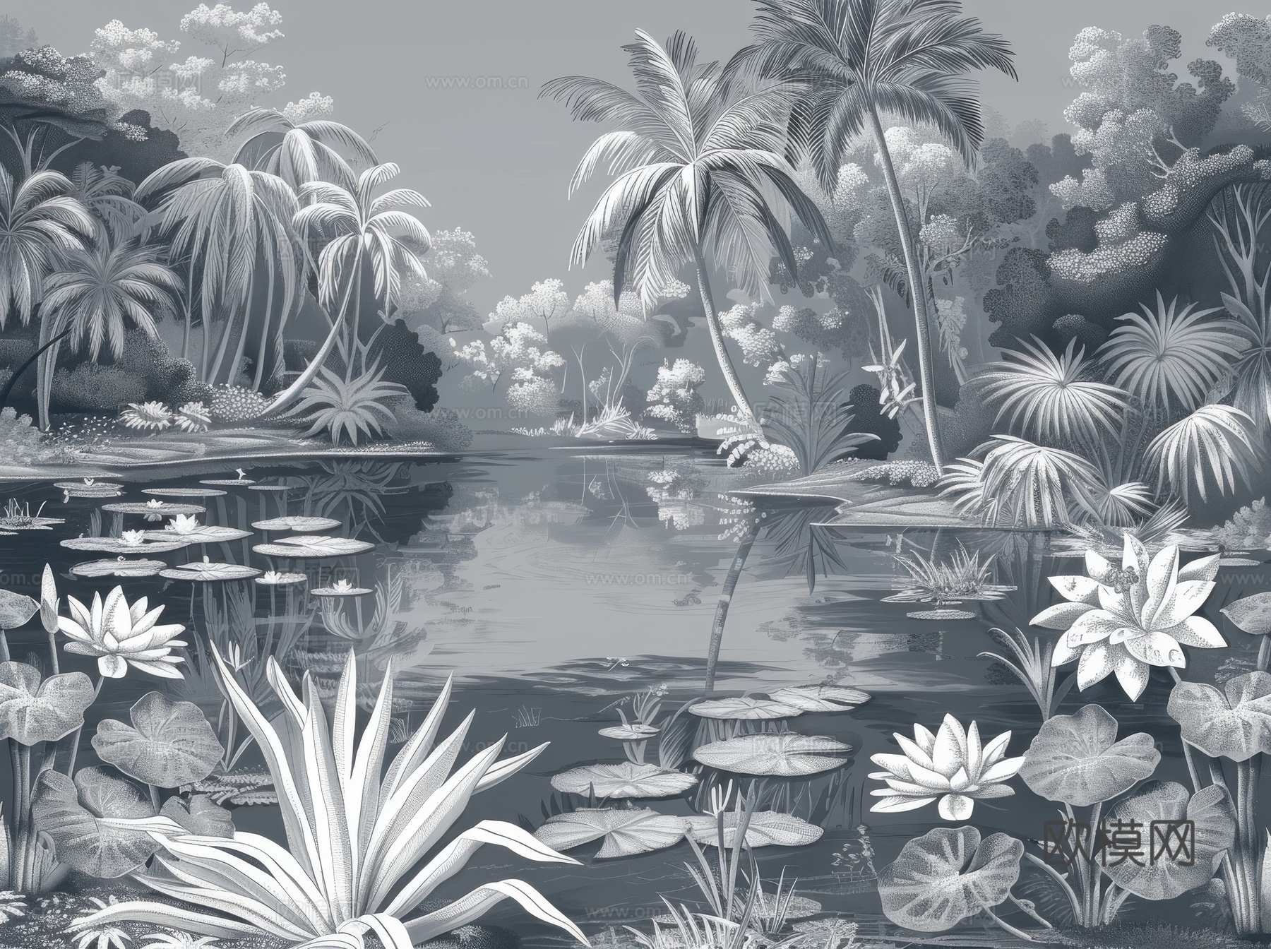 欧式田园热带雨林壁纸下载（渲染图8）