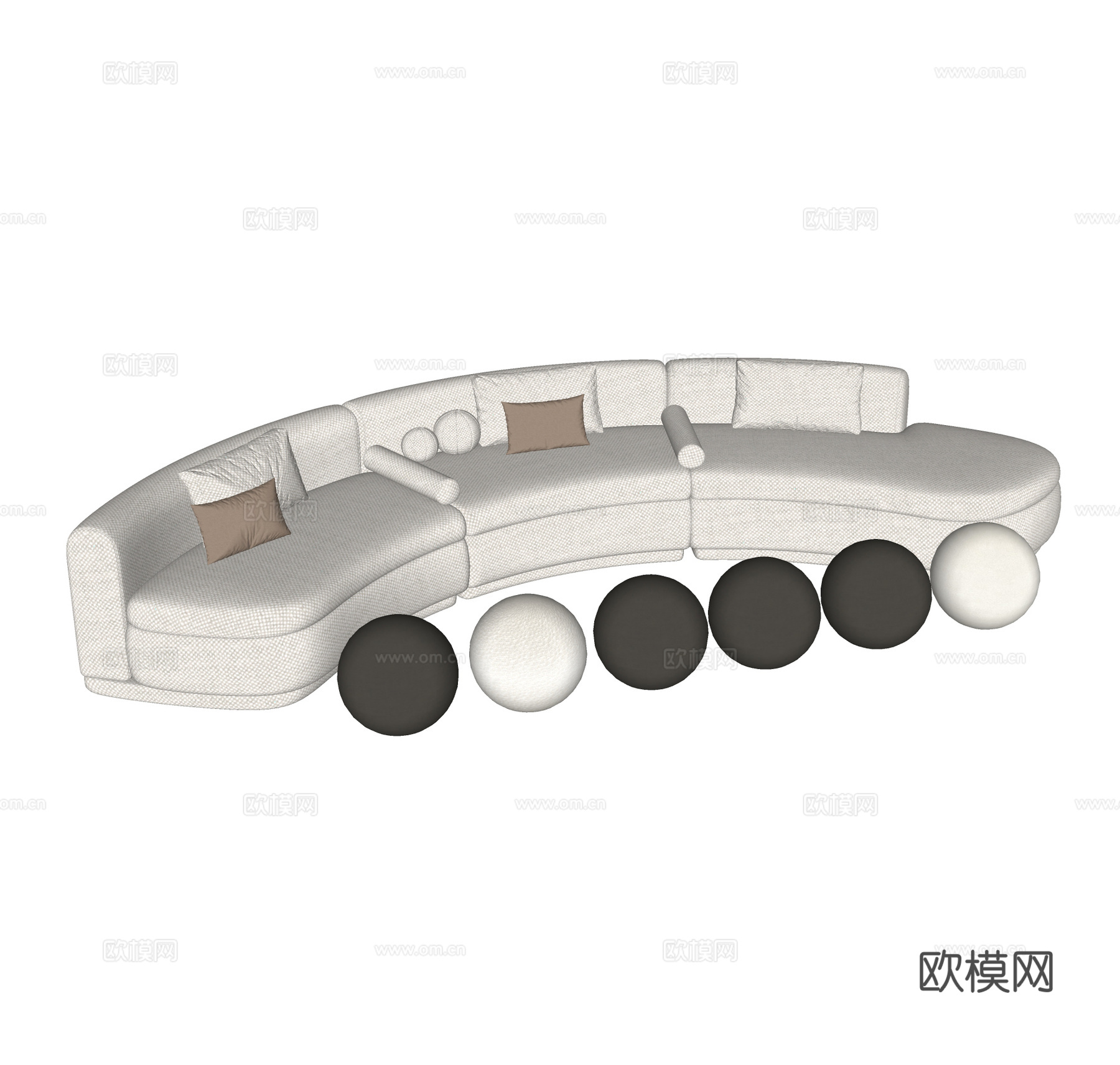 现代弧形多人沙发集合su模型