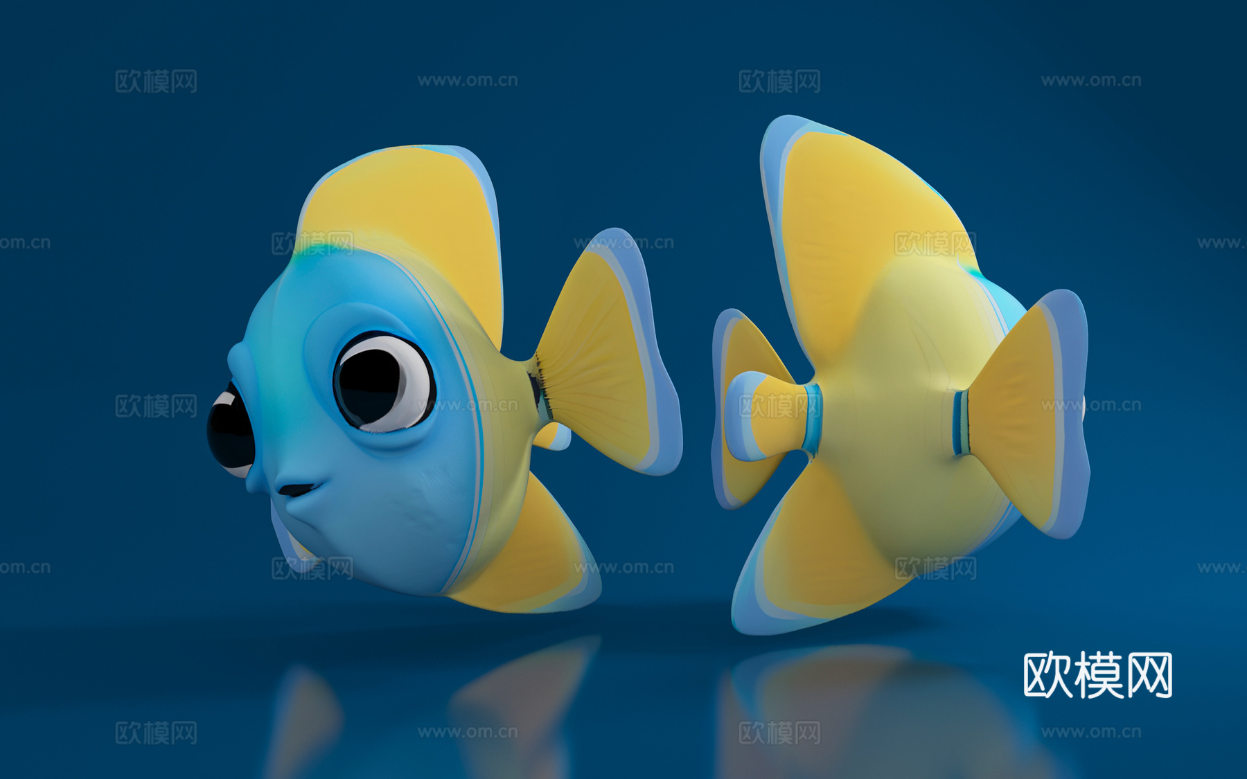 热带鱼 海鱼 海洋生物 鱼儿 卡通鱼类 创意艺术 动漫风格3d模型