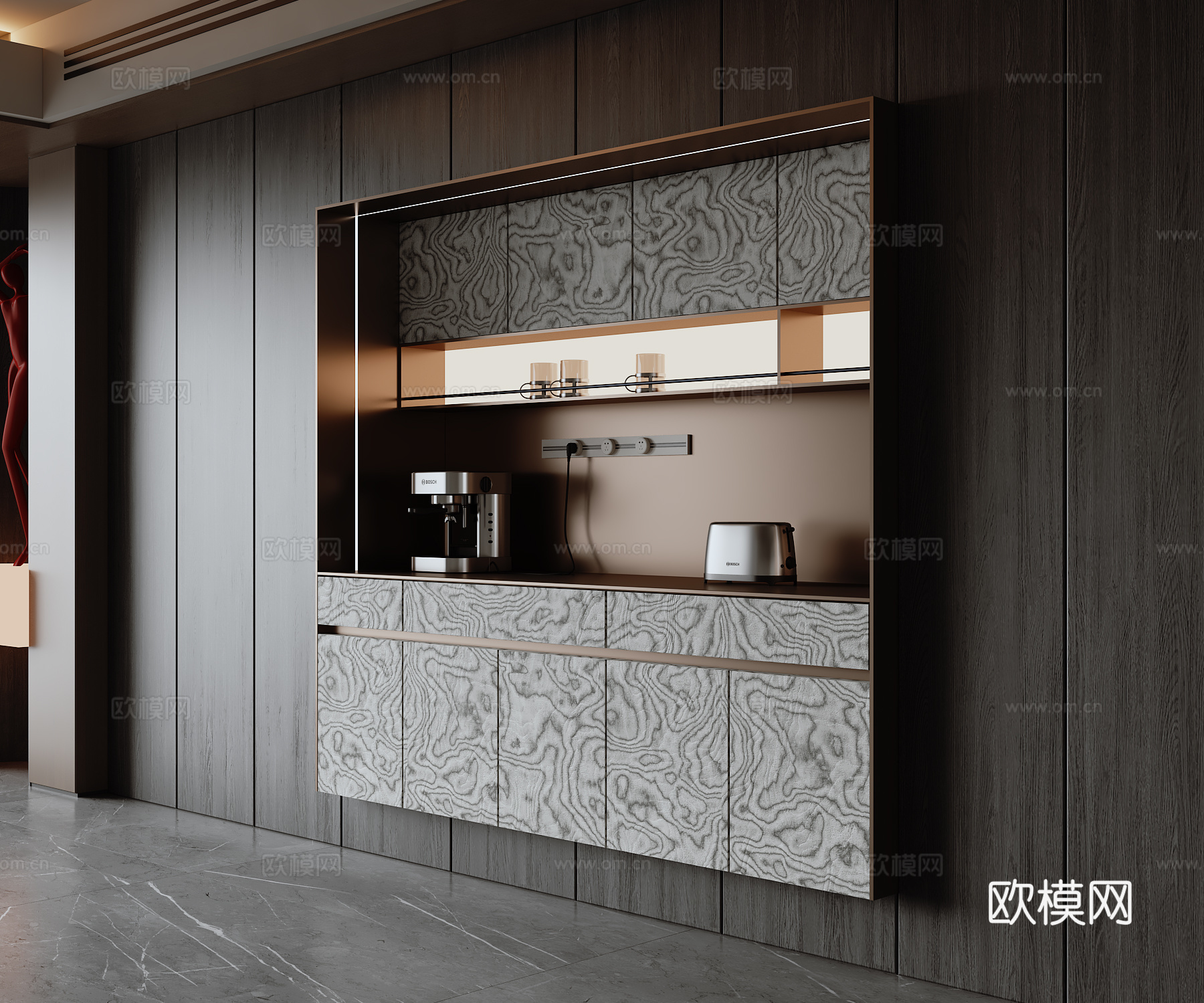 现代意式餐边柜3d模型