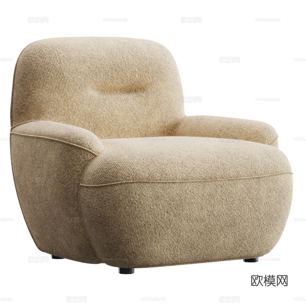 现代奶油风布艺休闲椅3d模型