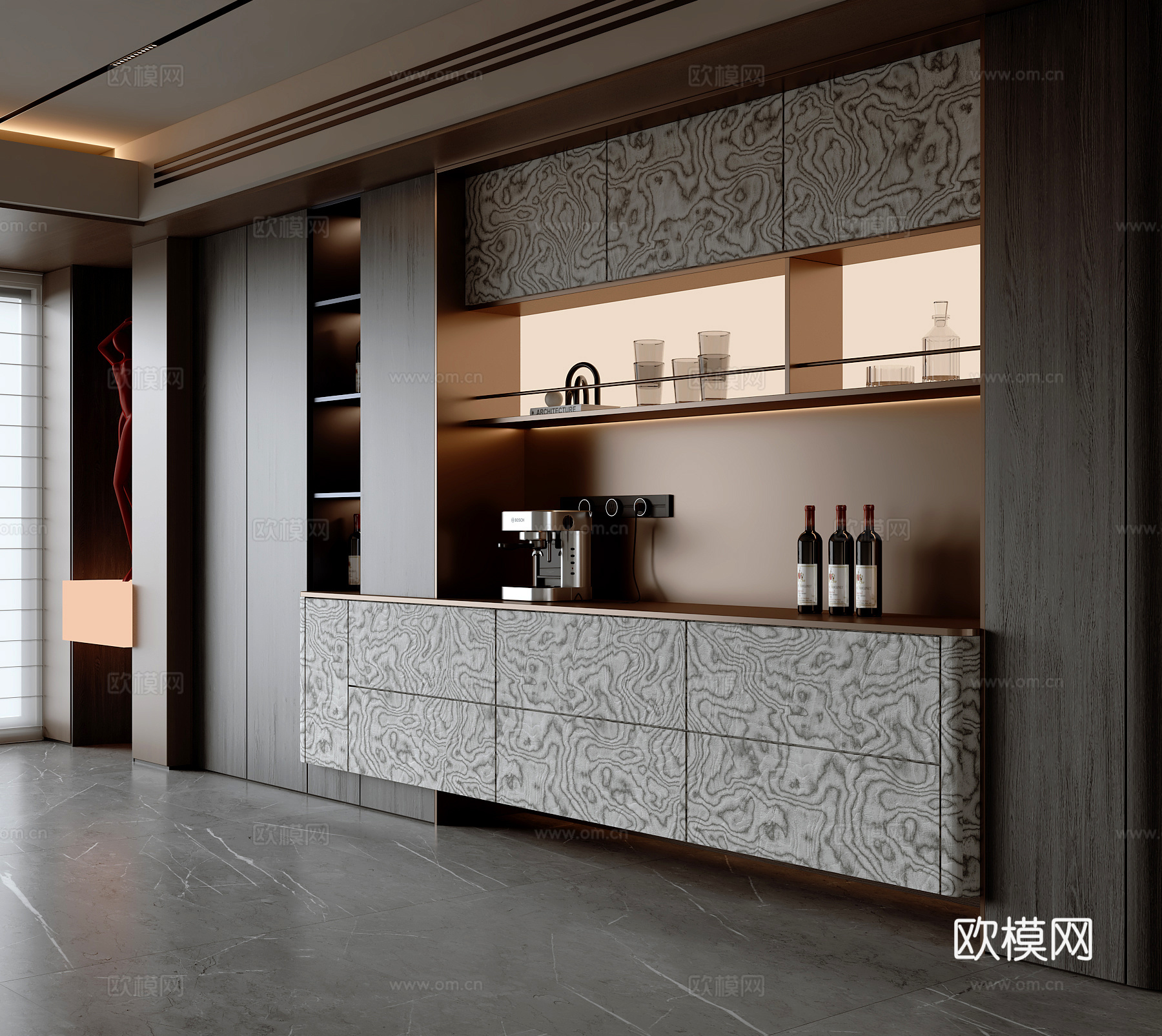 现代意式餐边柜su模型