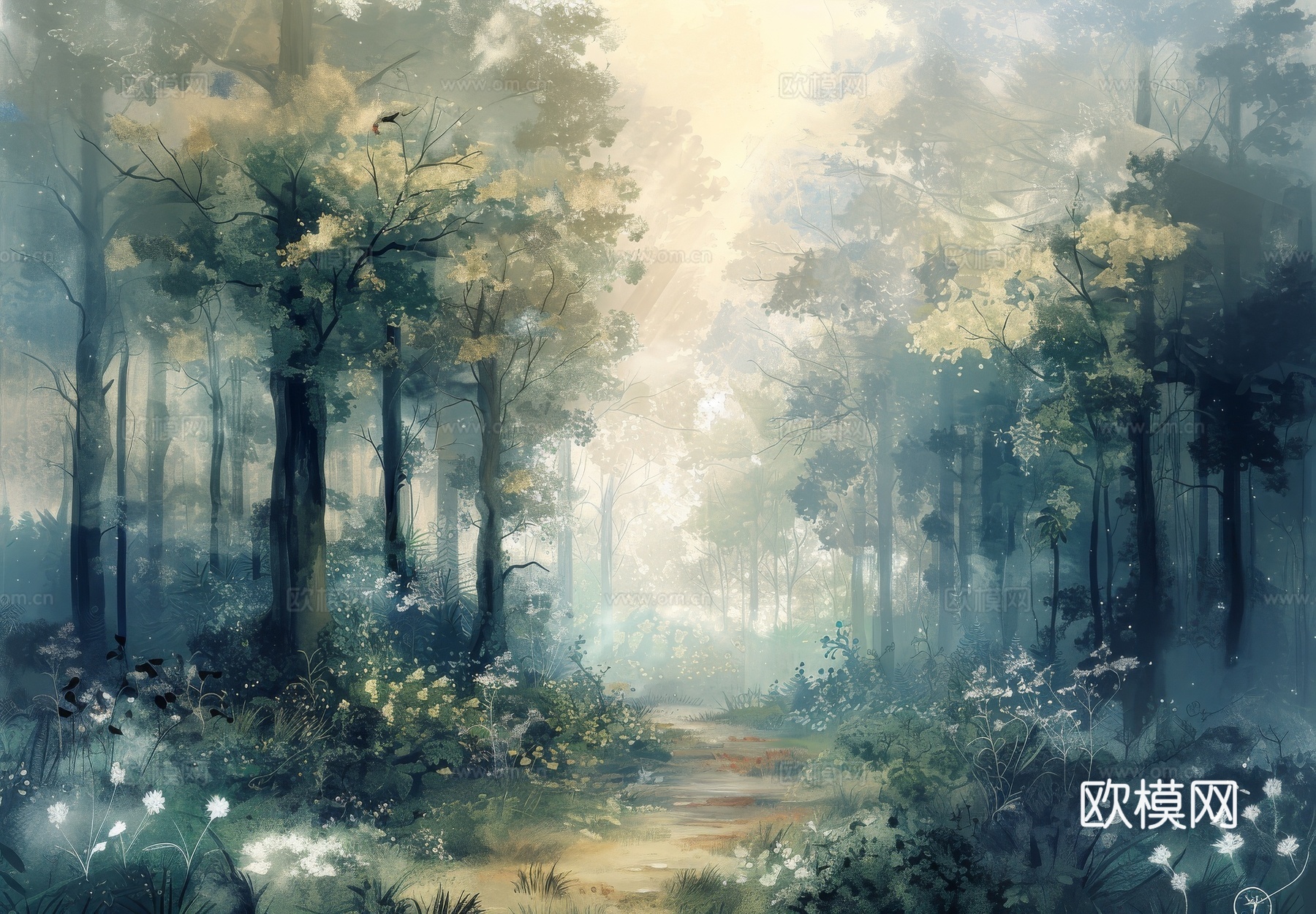 欧式田园热带雨林壁纸下载（渲染图3）