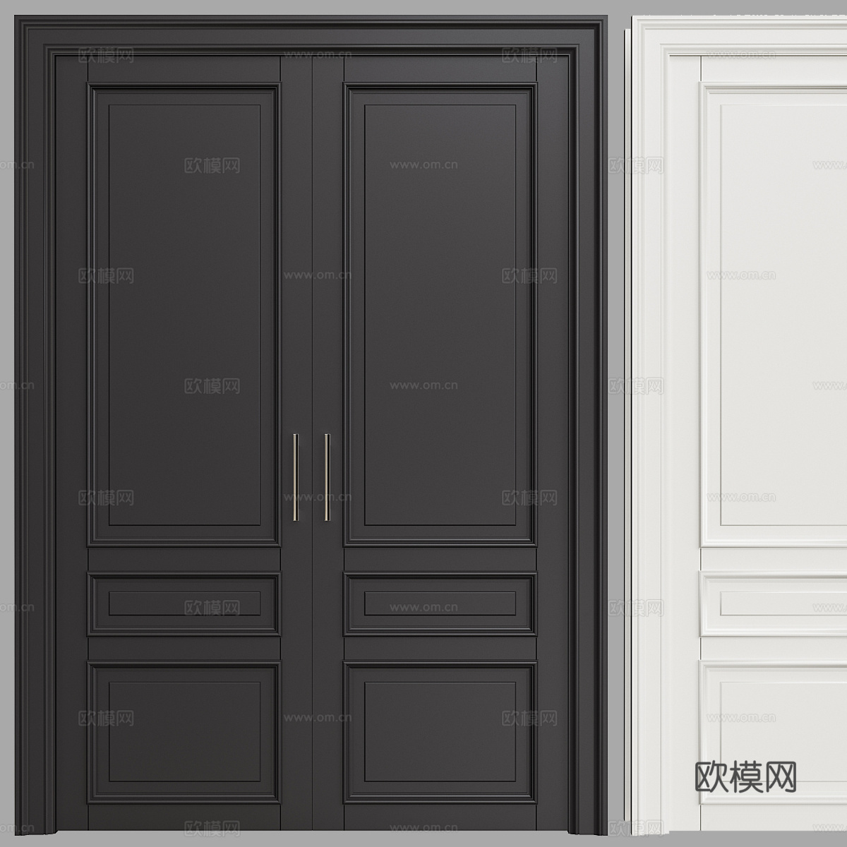 现代意式极简双开门3d模型