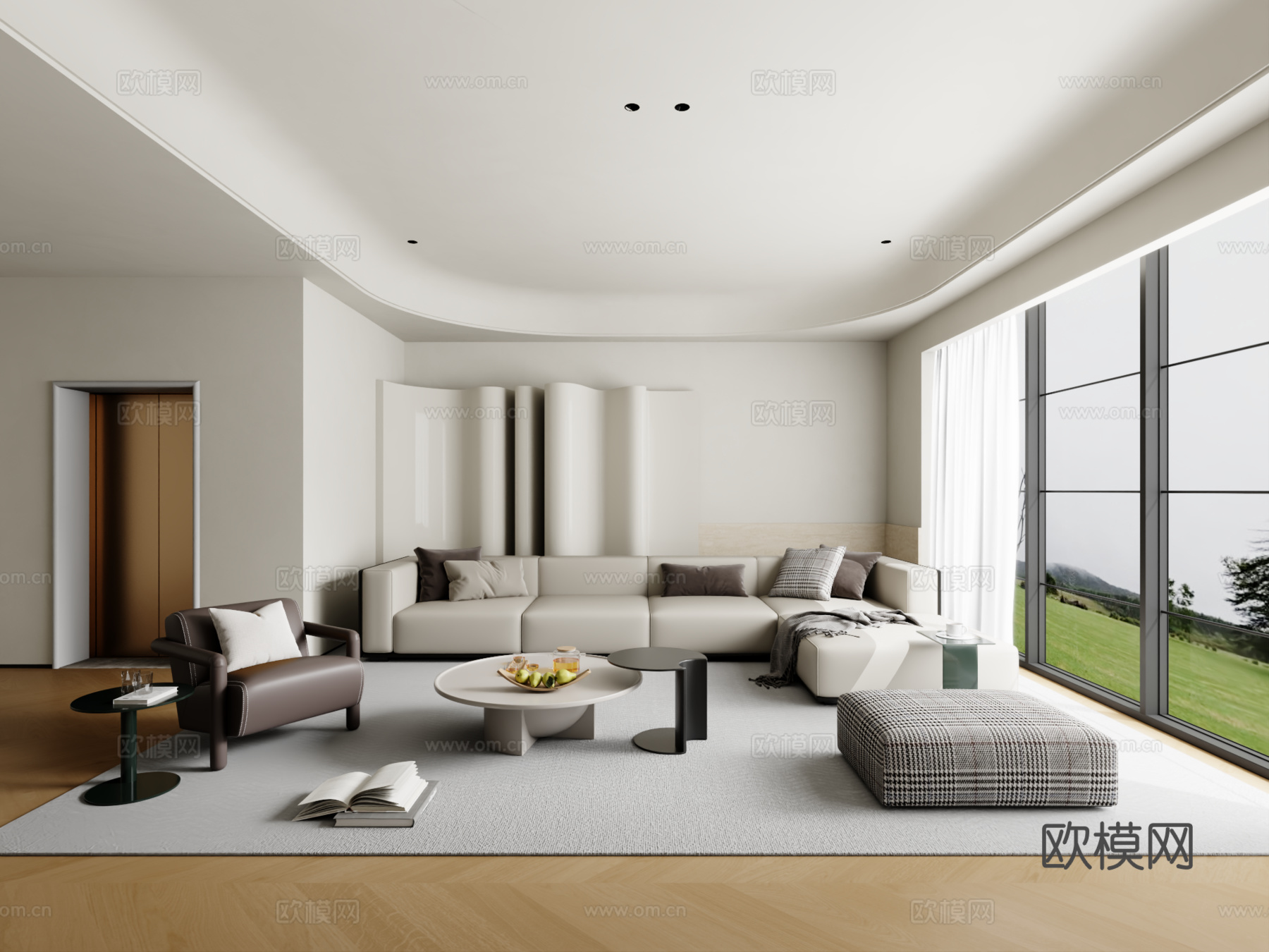 现代沙发组合 茶几 地毯3d模型