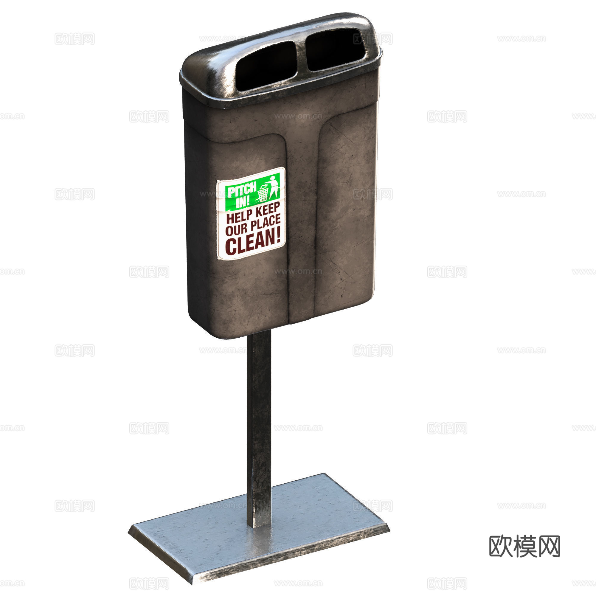 美式复古垃圾桶3d模型
