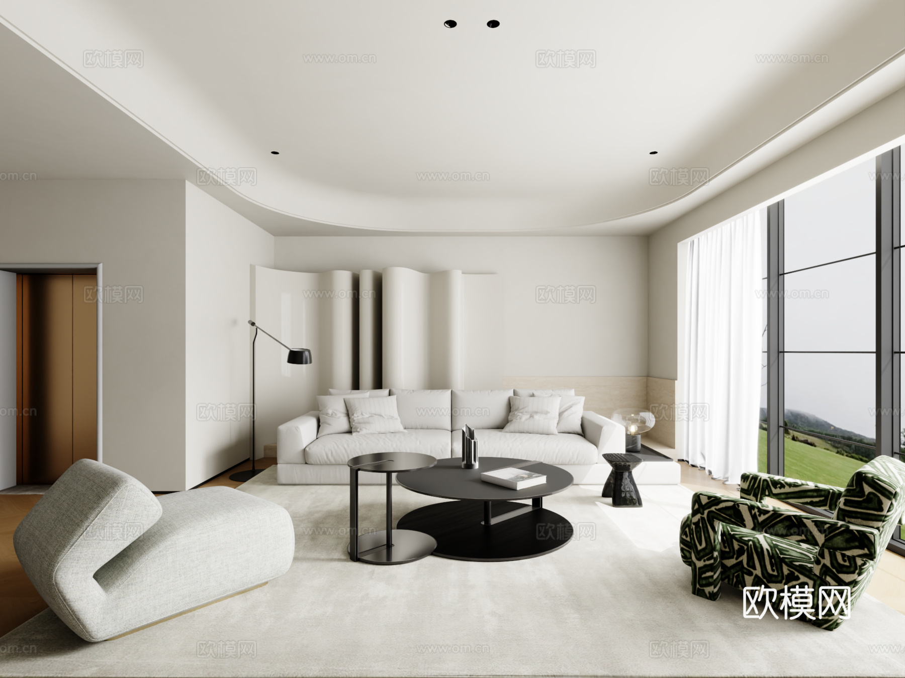 现代沙发组合 茶几 地毯3d模型