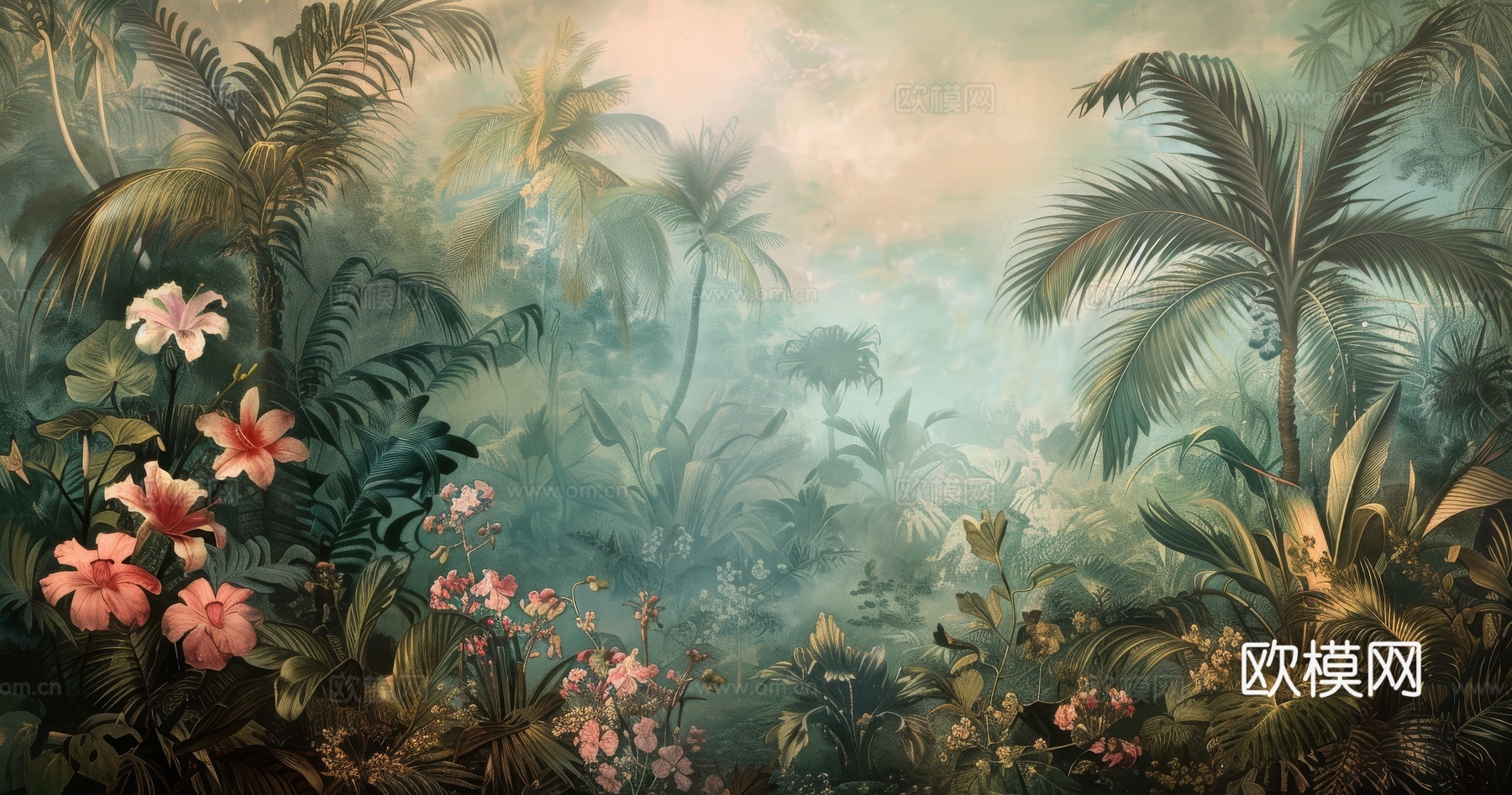 欧式田园热带雨林壁纸下载（渲染图6）