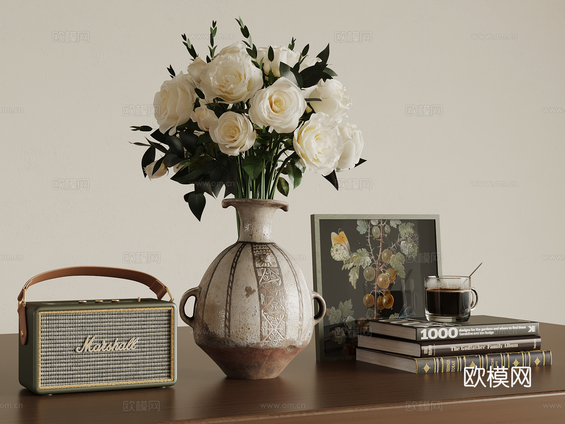 法式花瓶花艺 中古风花瓶花艺3d模型