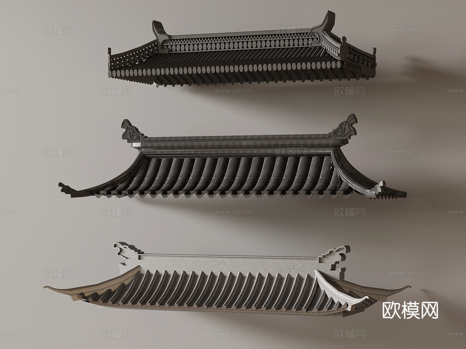 屋檐 中式屋檐 檐口 瓦片3d模型