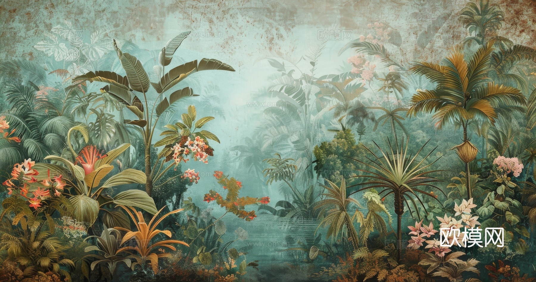欧式田园热带雨林壁纸下载（渲染图2）