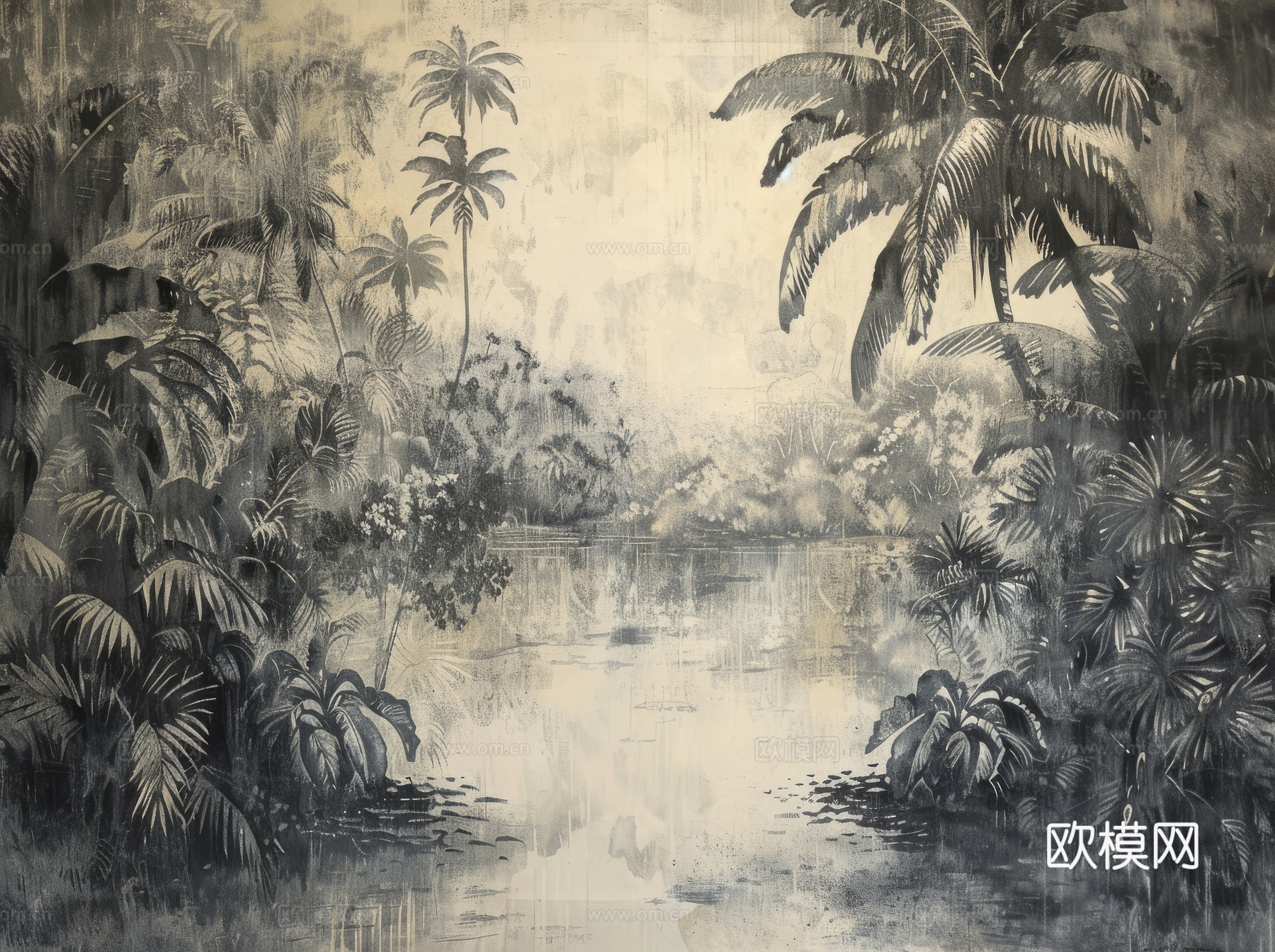 欧式田园热带雨林壁纸下载（渲染图3）