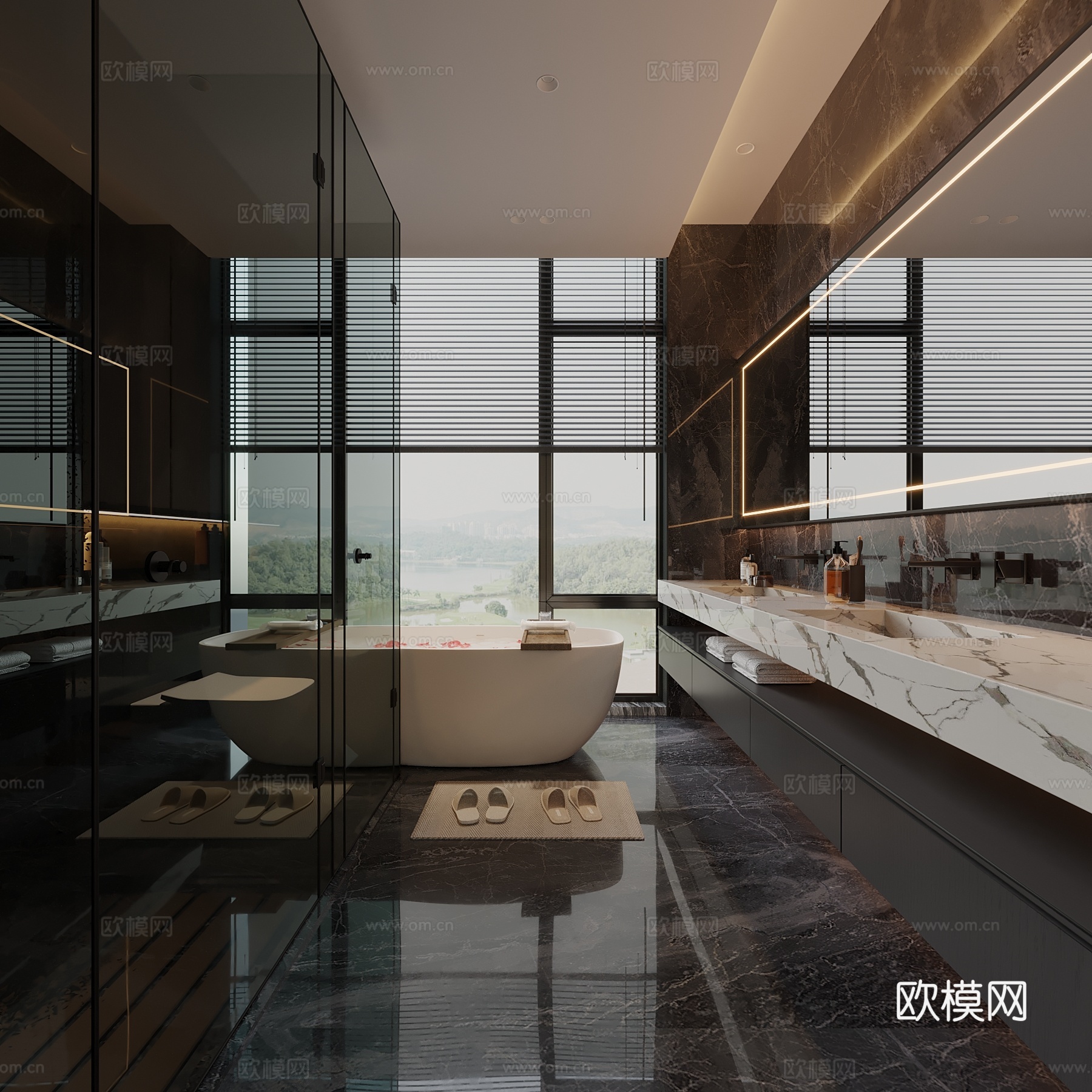现代意式轻奢卫生间 酒店卫生间3d模型