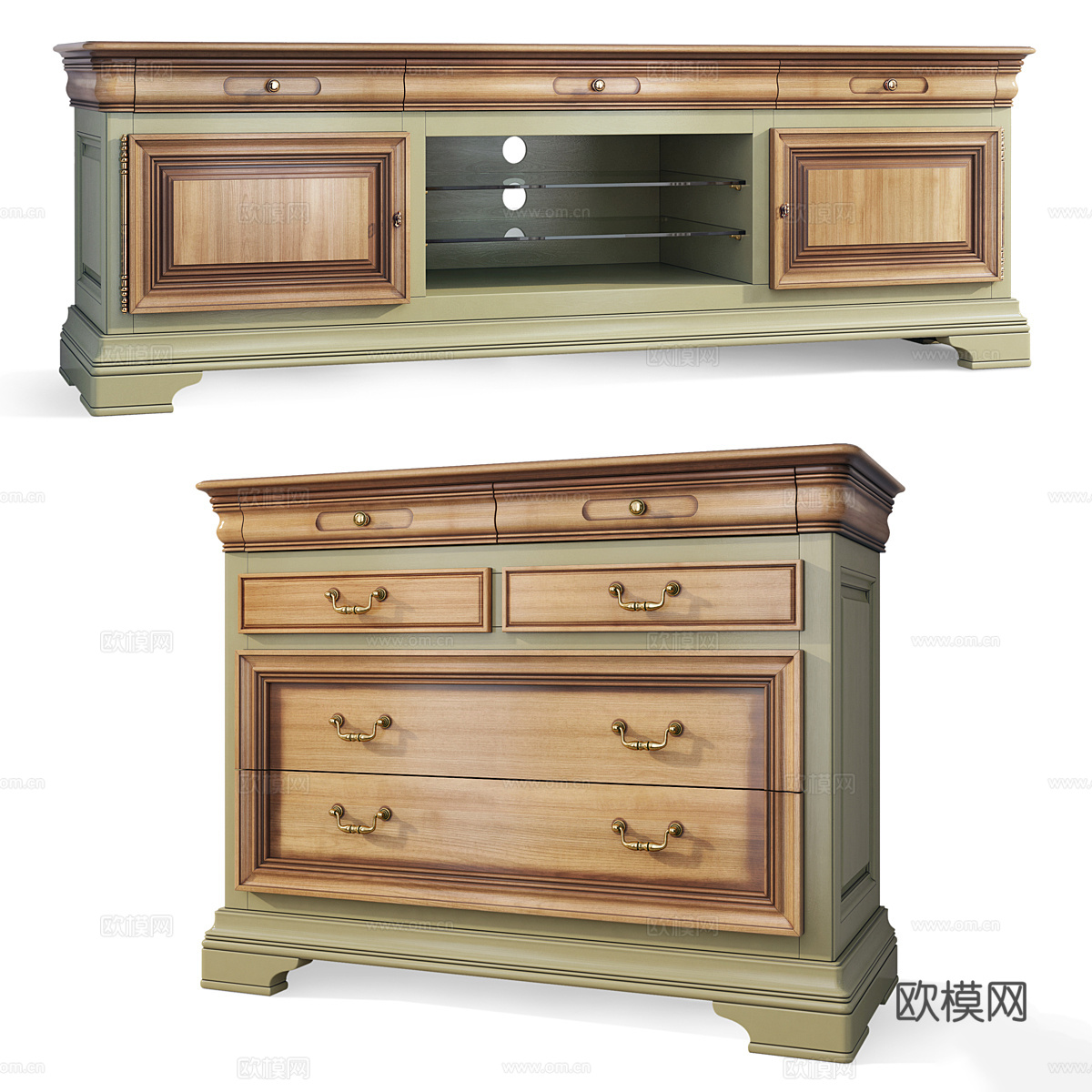 美式新古典 Olivia Belfan 电视柜 边柜3d模型