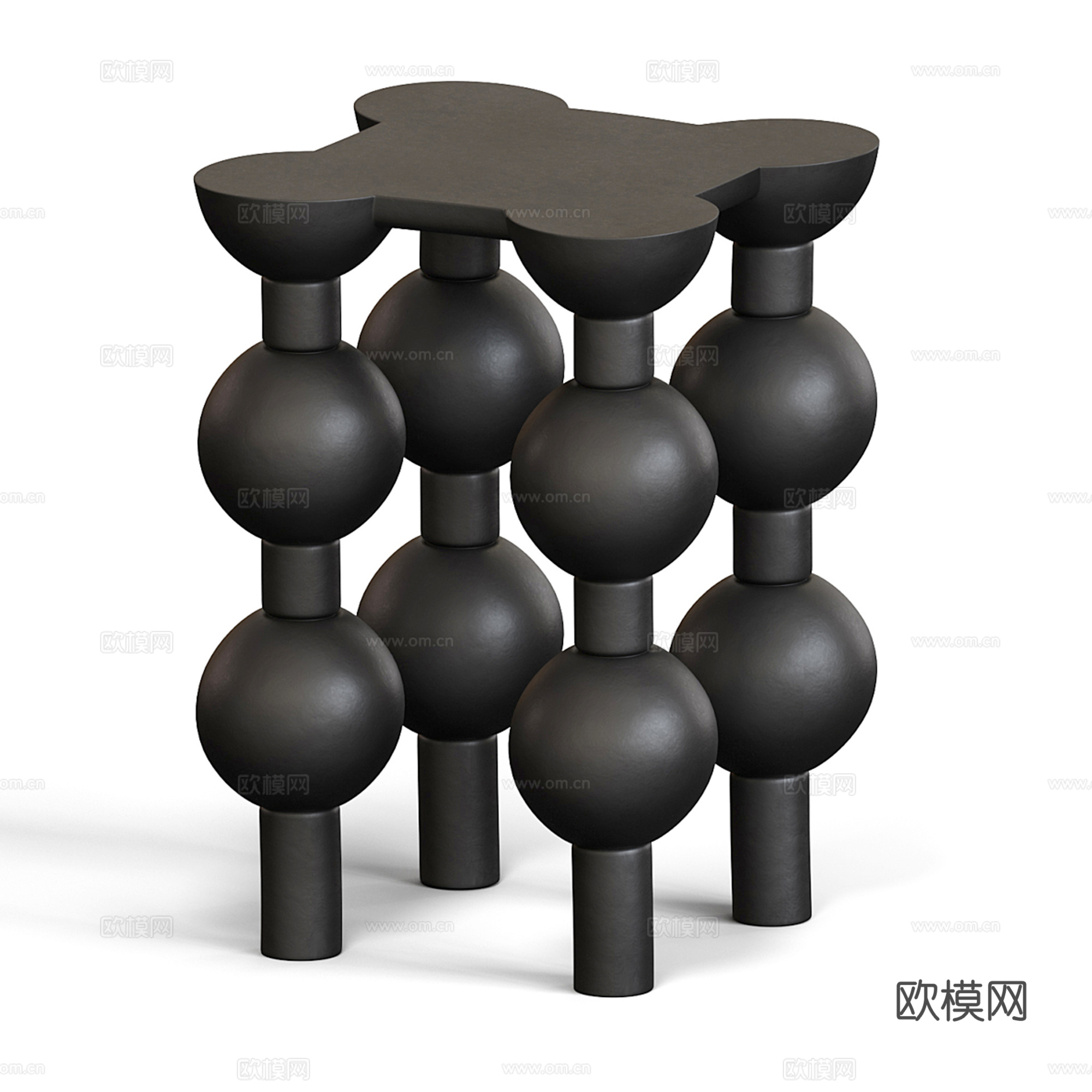 中古风边几 圆几 角几 沙发凳su模型