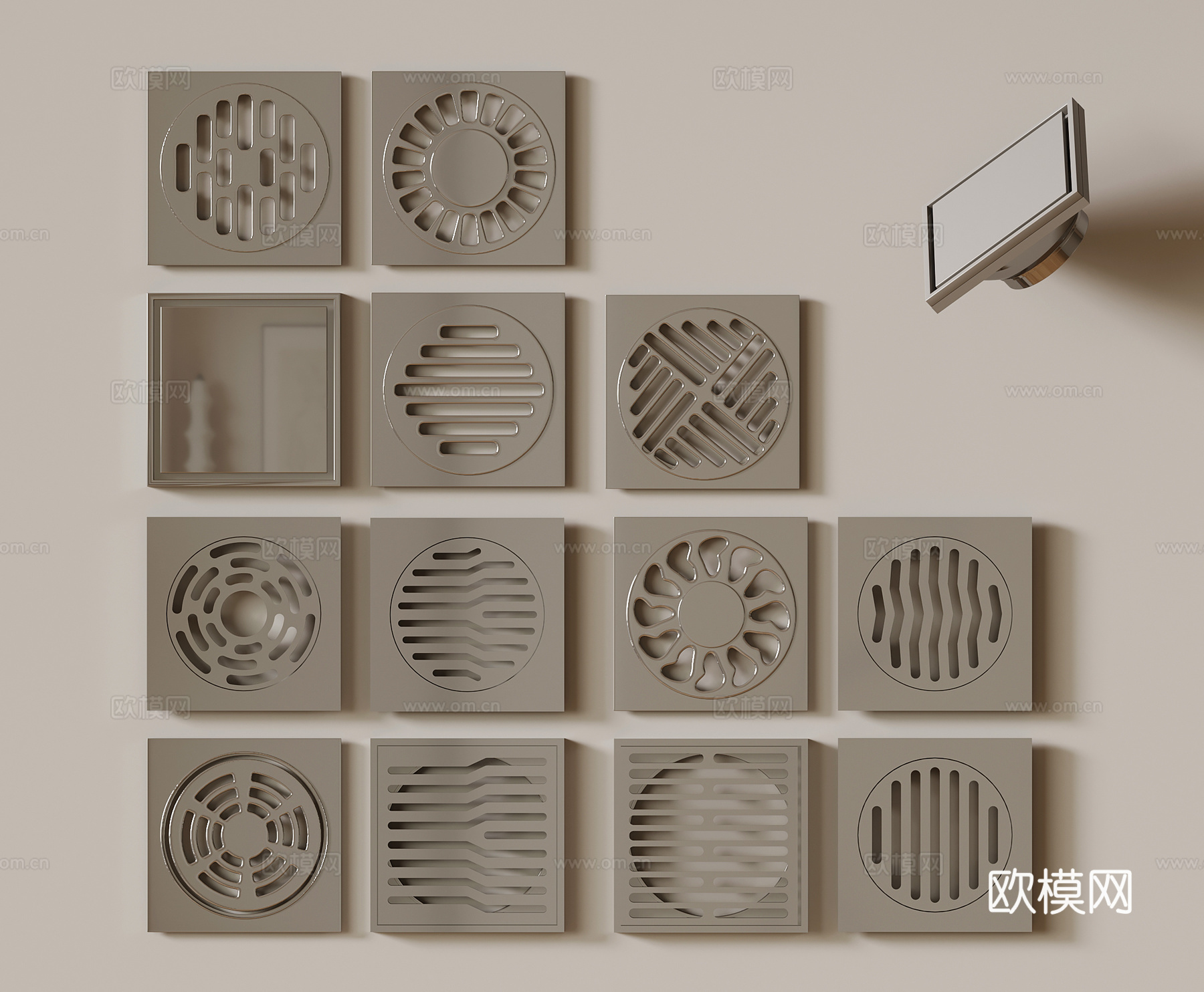 地漏 现代地漏 隐藏地漏 方形地漏3d模型