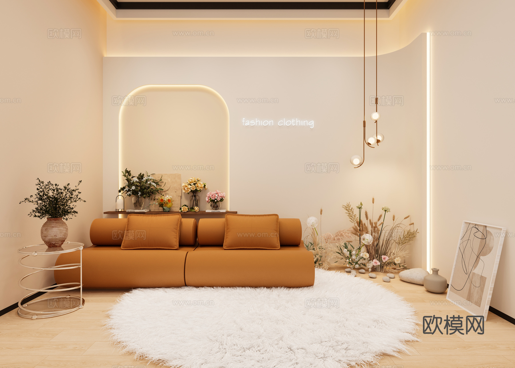 现代法式复古直播间3d模型