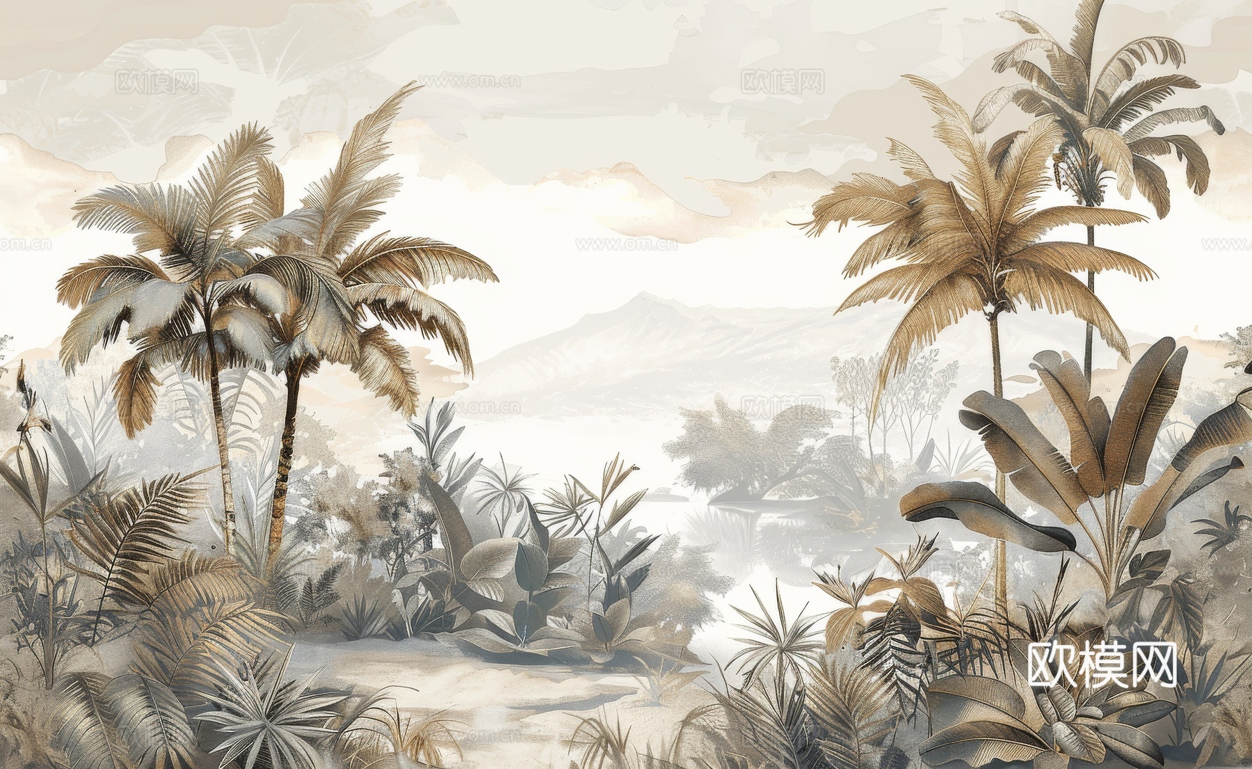 欧式田园热带雨林壁纸下载（渲染图8）