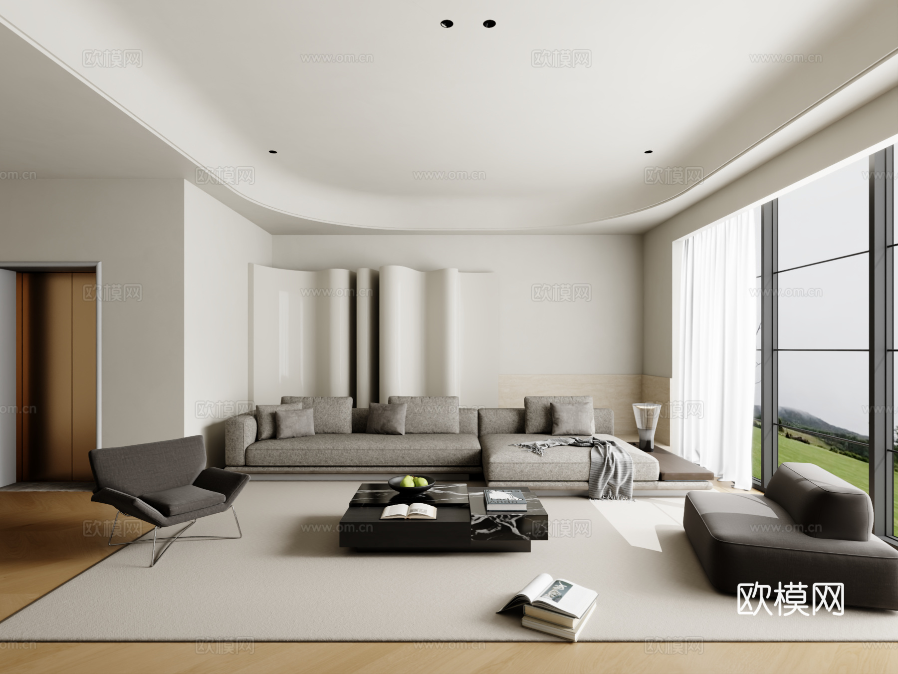 现代沙发组合 茶几 地毯3d模型
