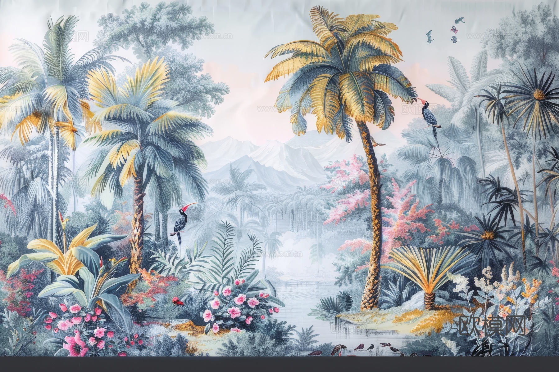 欧式田园热带雨林壁纸下载（渲染图8）