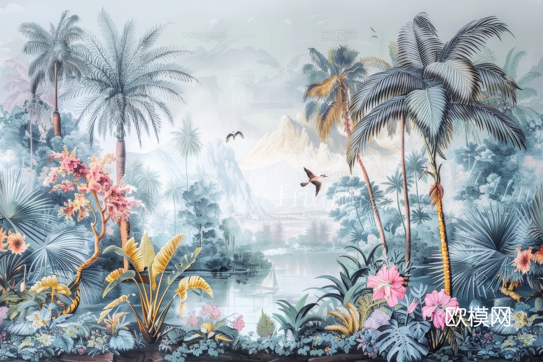 欧式田园热带雨林壁纸下载（渲染图6）