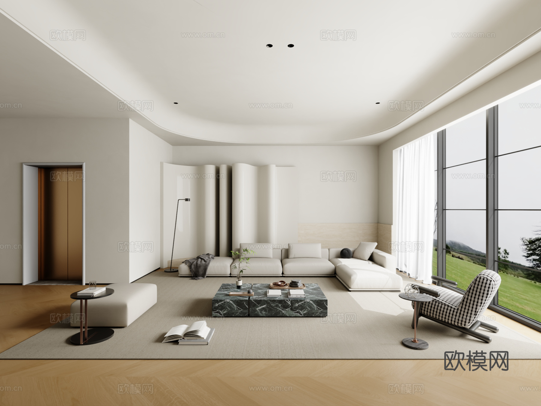 现代沙发组合 茶几 地毯3d模型