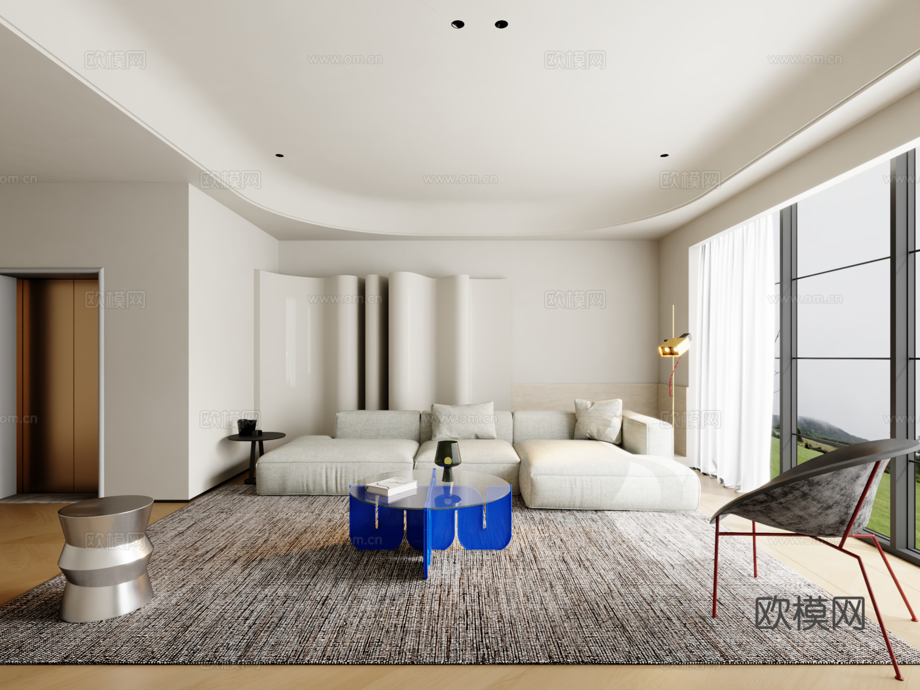 现代沙发组合 茶几 地毯3d模型