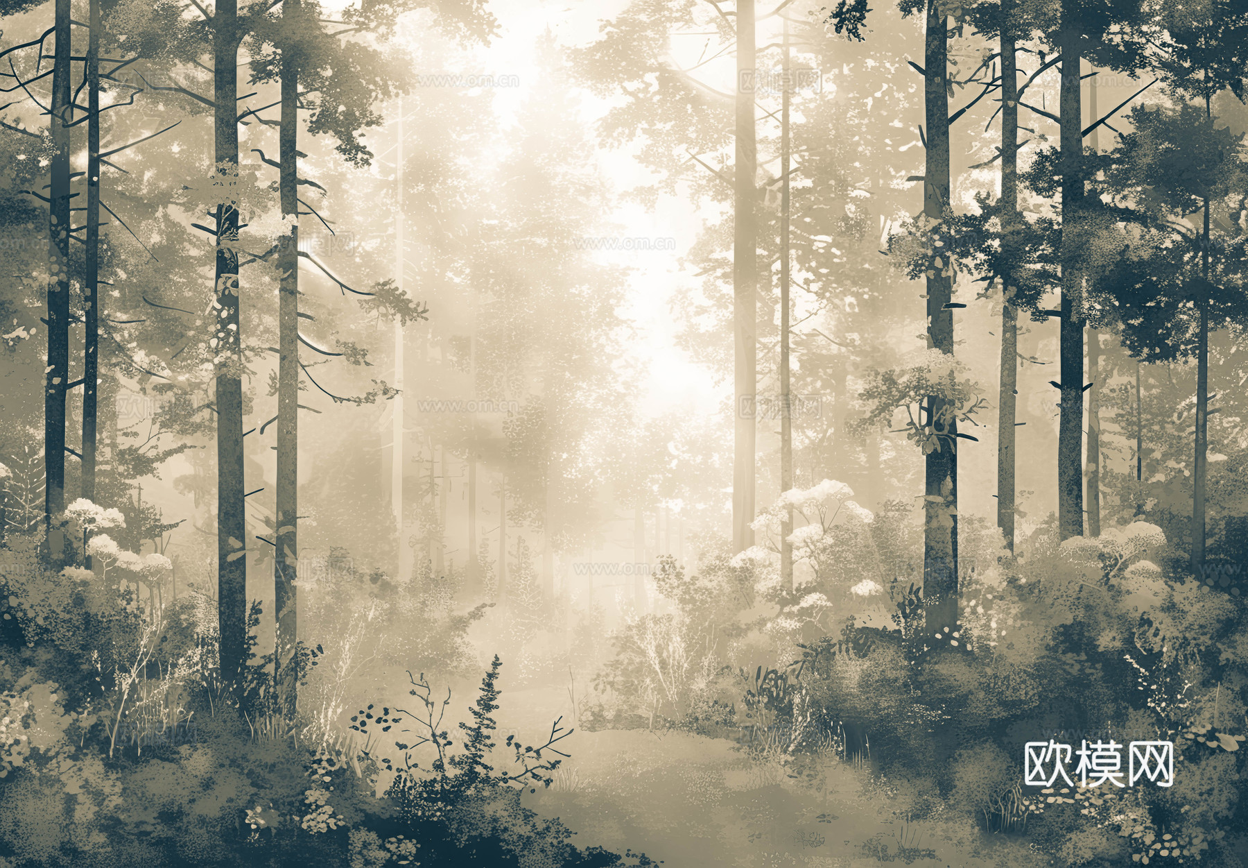 欧式田园热带雨林壁纸下载（渲染图4）