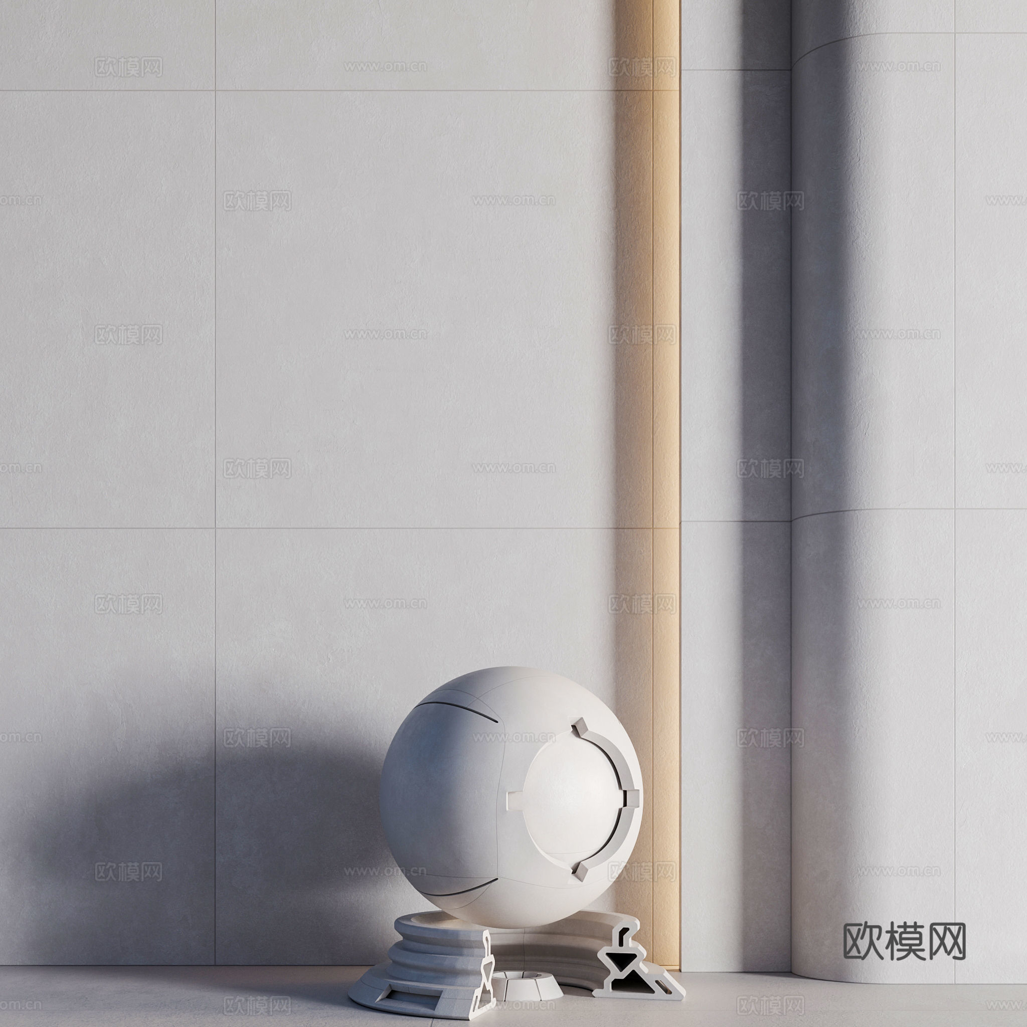新中式白色粗糙瓷砖3d模型