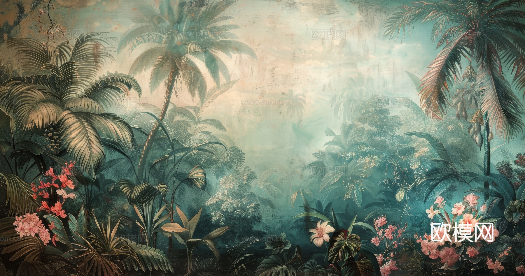 欧式田园热带雨林壁纸下载（渲染图1）