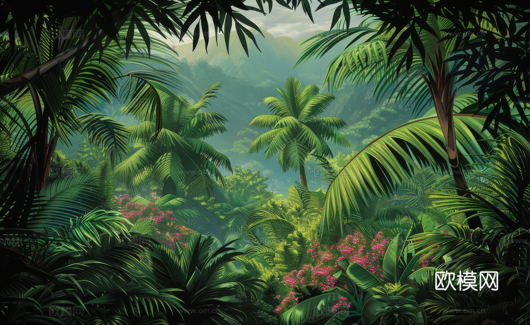 欧式田园热带雨林壁纸下载（渲染图5）