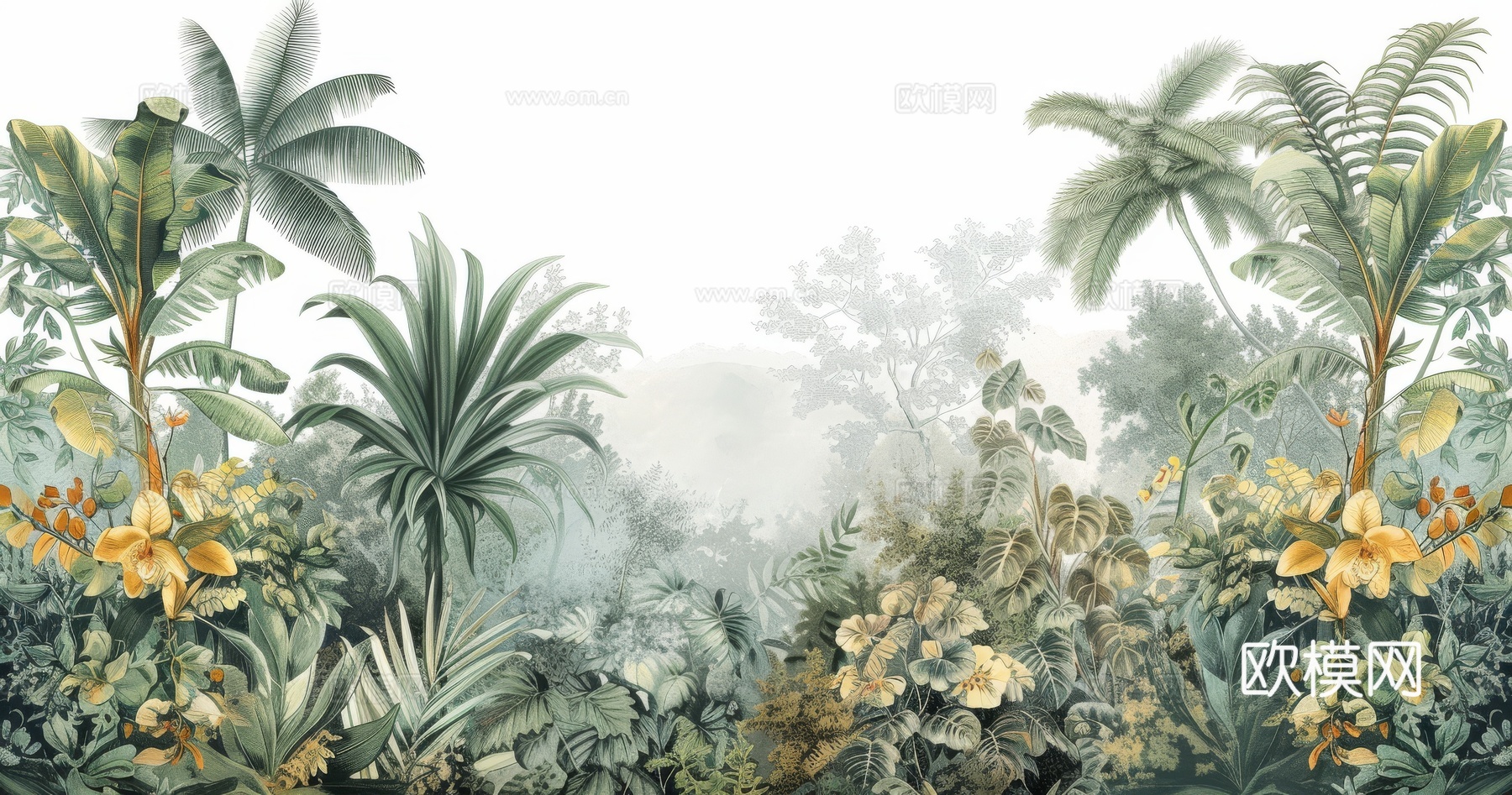 欧式田园热带雨林壁纸下载（渲染图3）