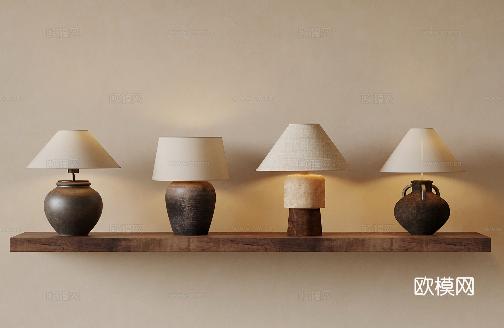 中古风花台灯3d模型下载