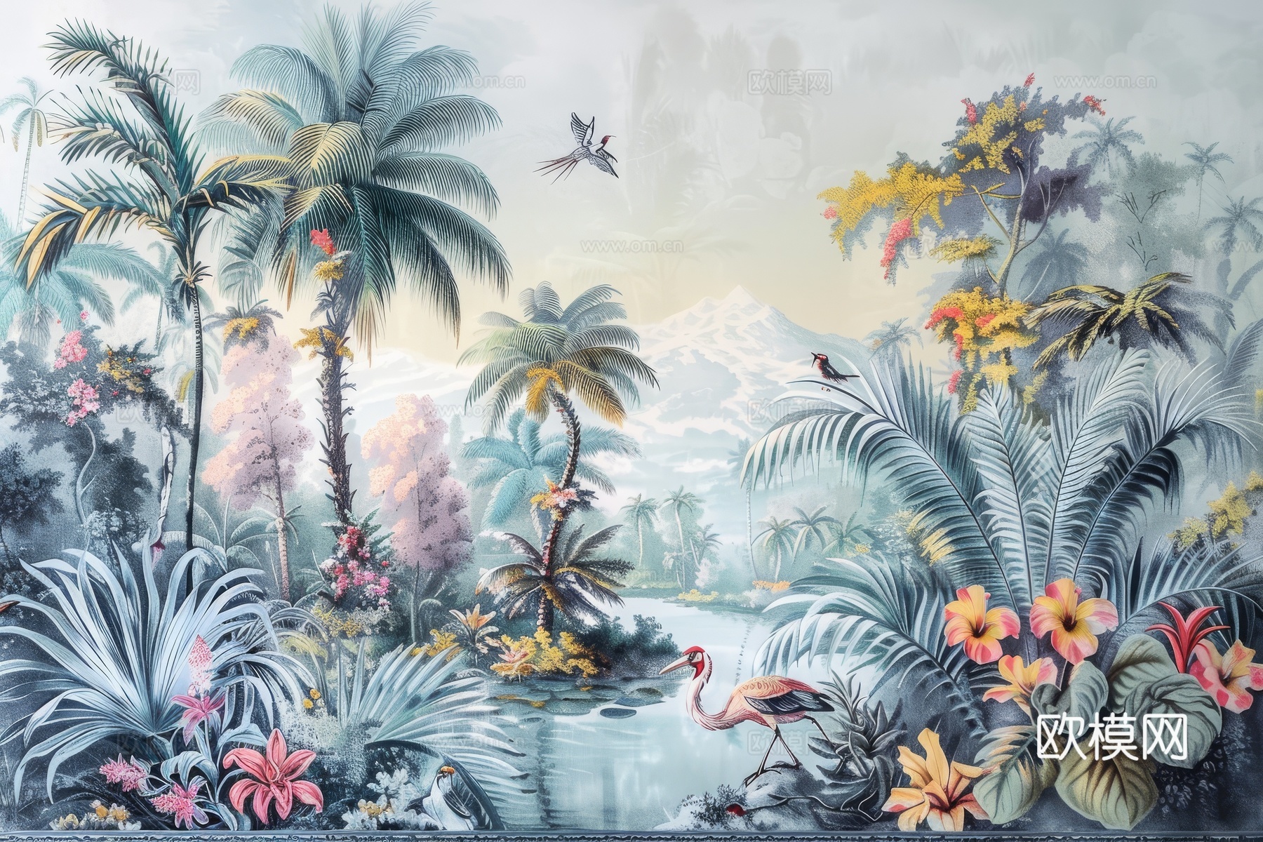 欧式田园热带雨林壁纸下载（渲染图5）