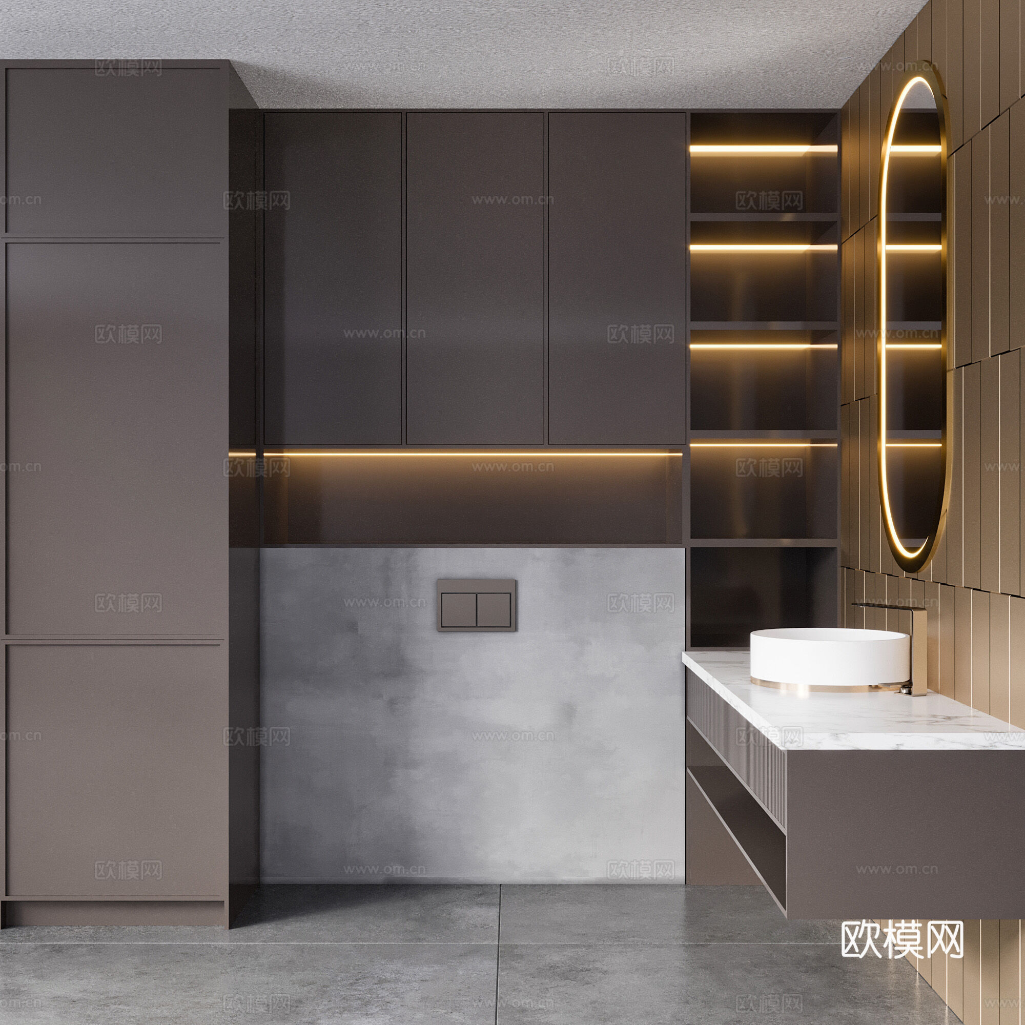 现代意式轻奢浴室柜3d模型