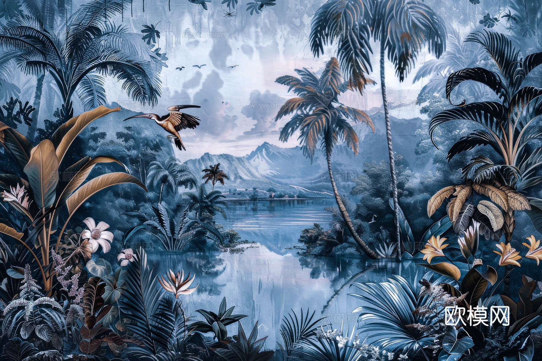 欧式田园热带雨林壁纸下载（渲染图2）