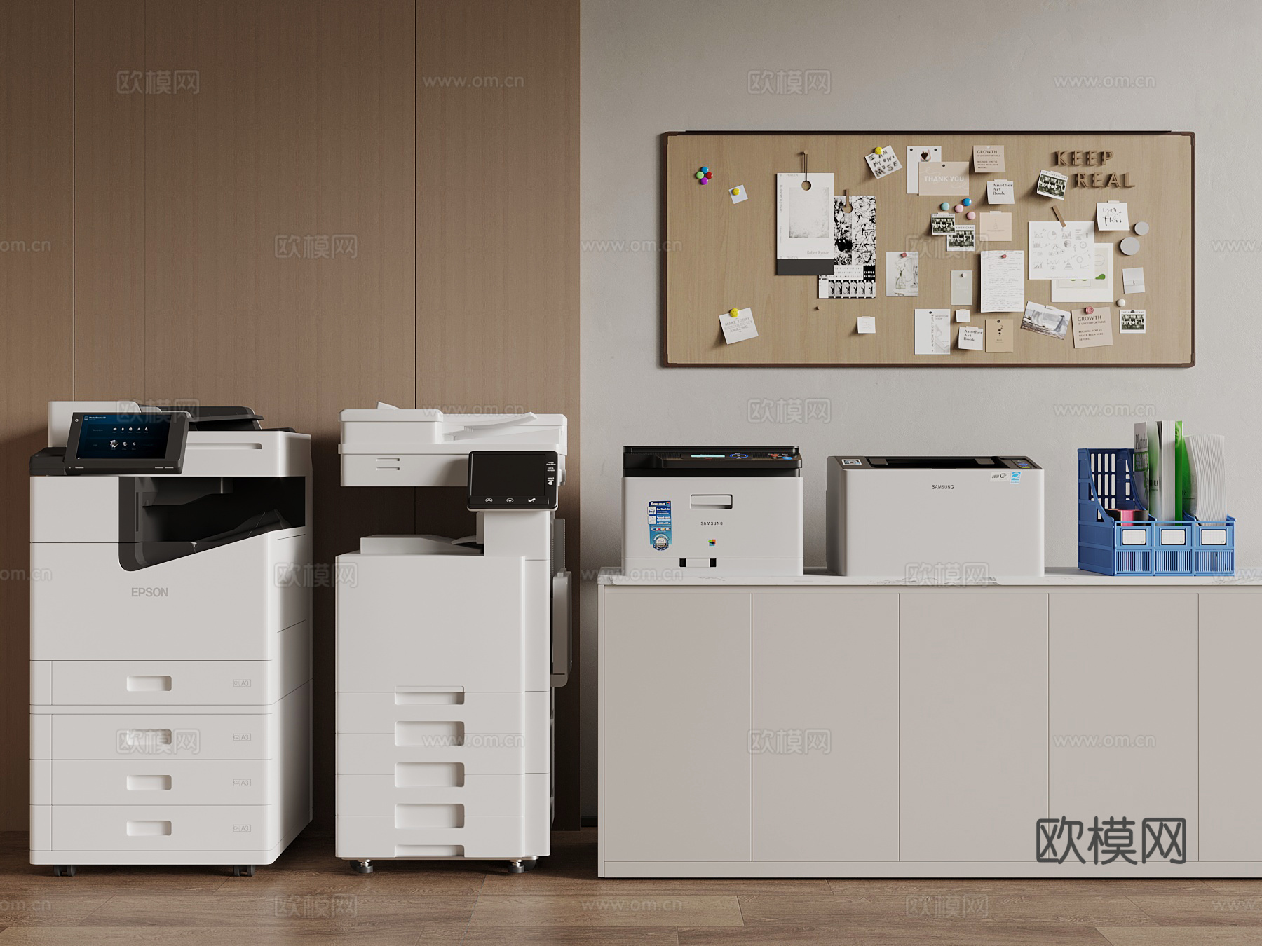 现代打印机 办公用品 碎纸机 办公白板3d模型
