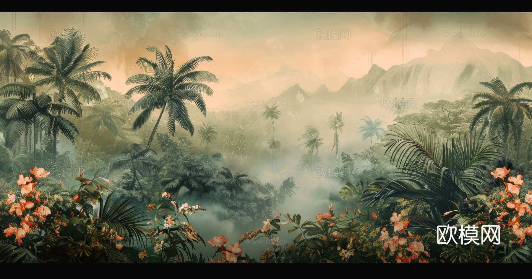 欧式田园热带雨林壁纸下载（渲染图1）