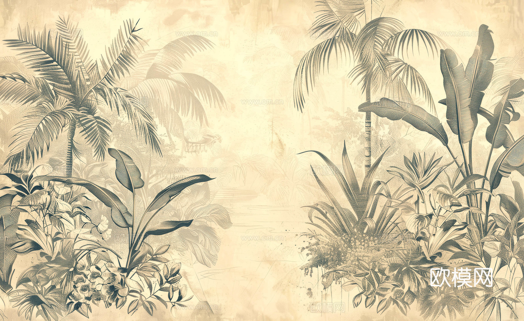 欧式田园热带雨林壁纸下载（渲染图3）