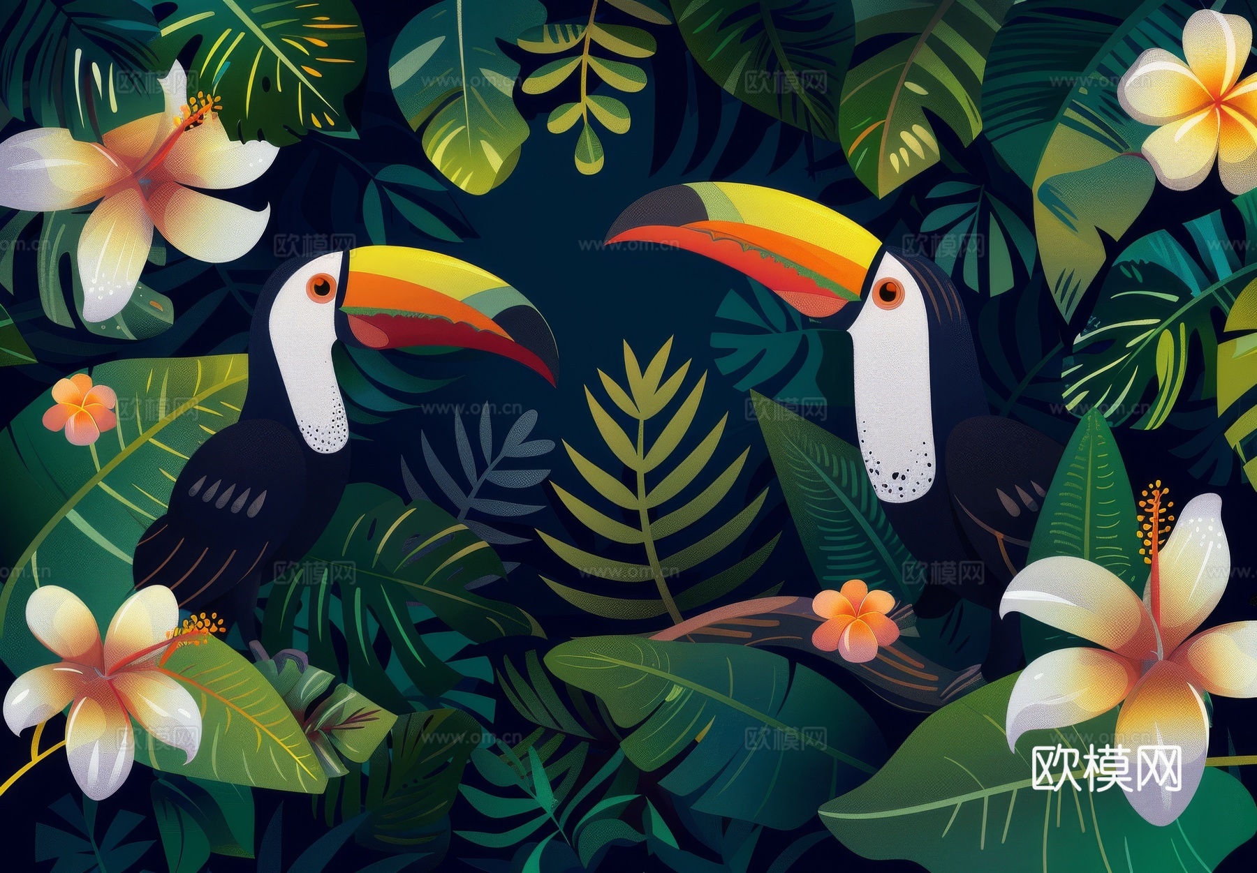 欧式田园热带雨林壁纸下载（渲染图2）