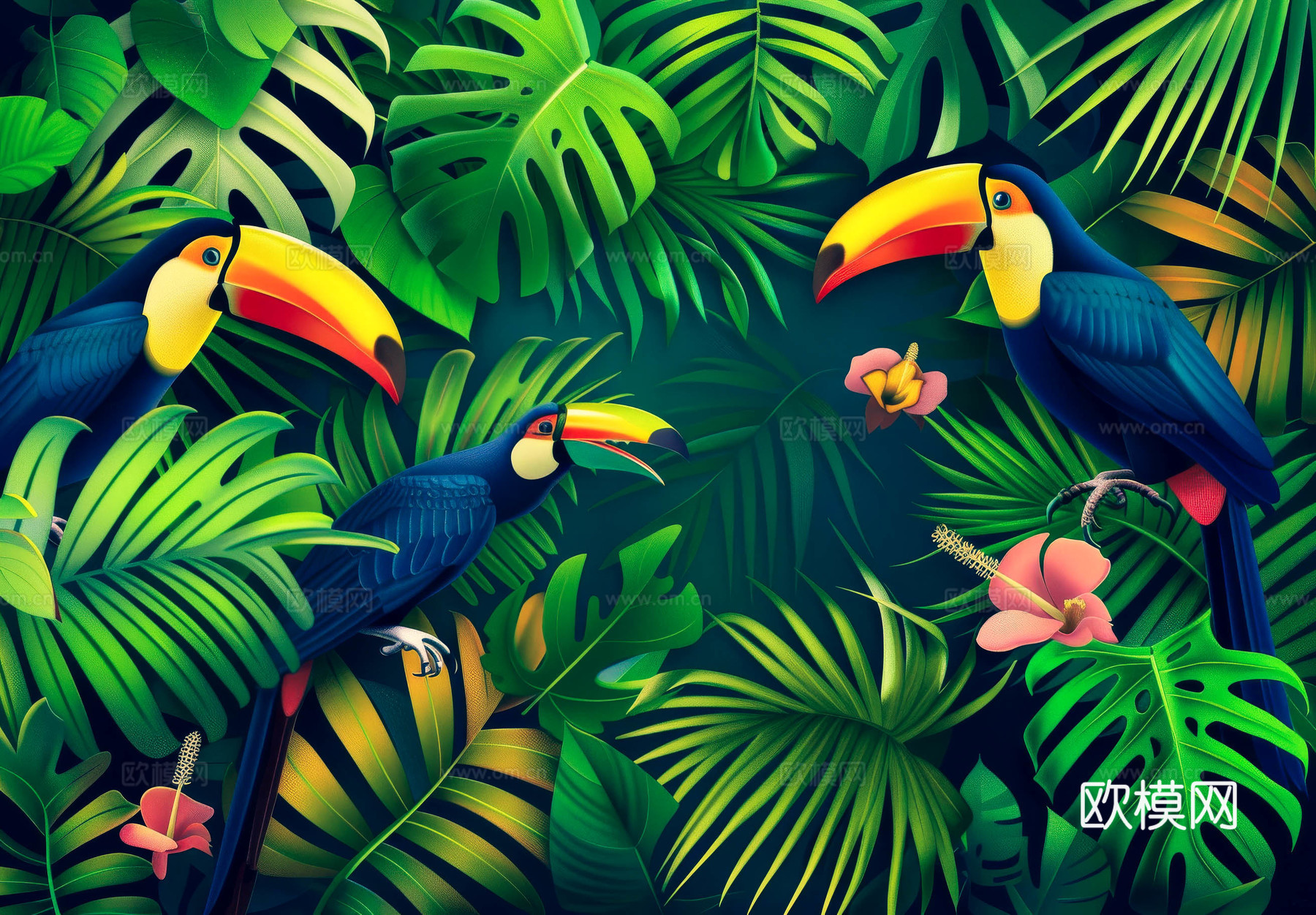 欧式田园热带雨林壁纸下载（渲染图8）